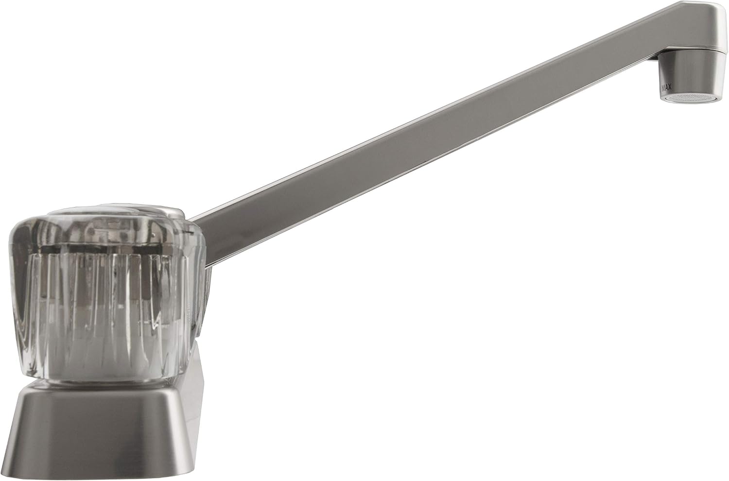 Dura Faucet DF-PK600S-BQ RV Two Handle Kitchen Sink Faucet (Bisque) | Smoked acrylic knobs give smooth, precise control of flow. Bisque Parchment. Plated ABS plastic (not metal).