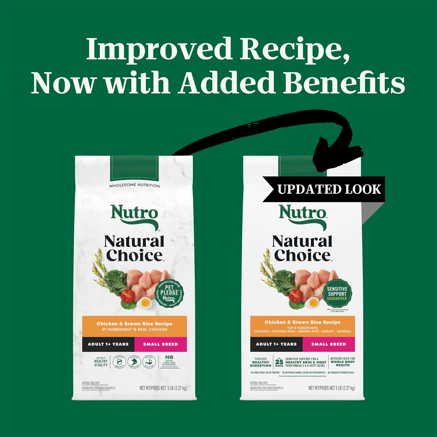 Nutro Natural Choice Small Breed Dry Dog Food, Chicken & Rice, 5 lb | Non-GMO, Real chicken #1 ingredient, no corn, wheat, soy, Omega-3 & 6 for soft shiny coat, supports energy, bones & muscles