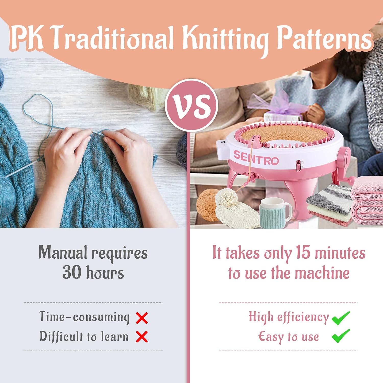 SENTRO Knitting Machine 48 Needles with Row Counter, Crochet Knitting Loom Machine for Beginners