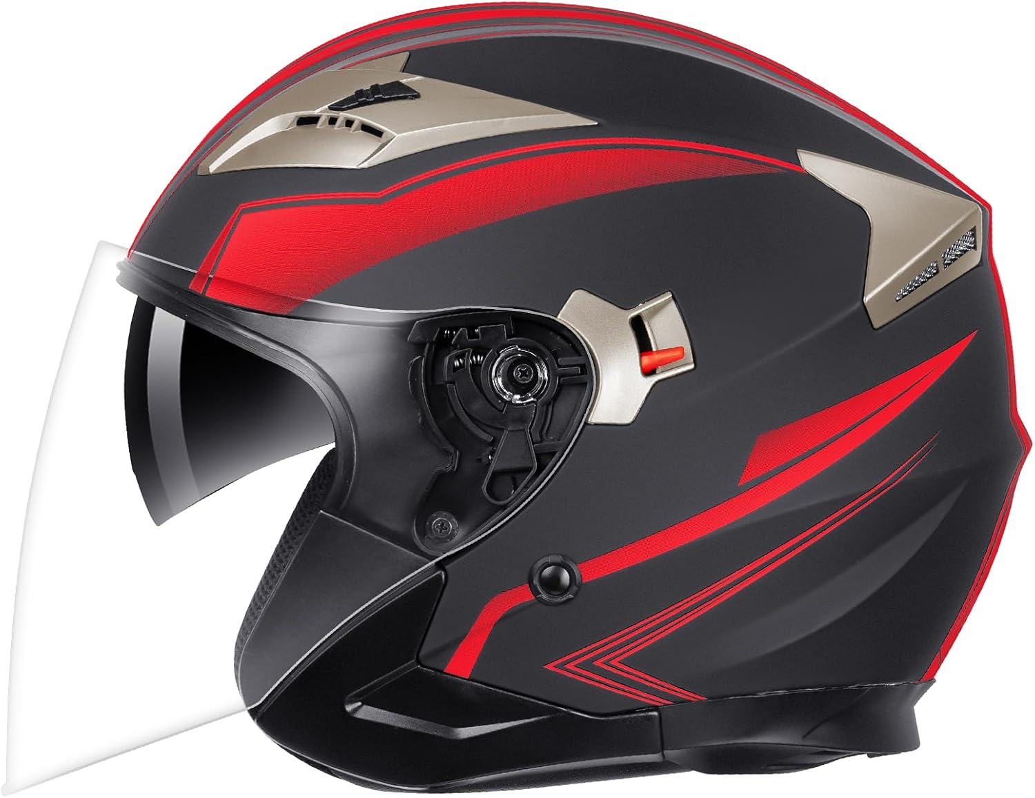 YEMA Open Face Motorcycle Helmets, DOT Approved 3/4 Moped Helmet Dual Visor Quick Release Buckle, Helmets for Adults Motorcycle Men Women Helmets for Moped Scooter Streey