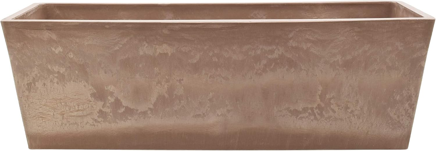 Arcadia Garden Products PSW U45CT Plastic/Stone/Wood Composite Simplicity Window Box, No Drainage Hole (Drillable), 17.5" x 7" x 6", Cement Color