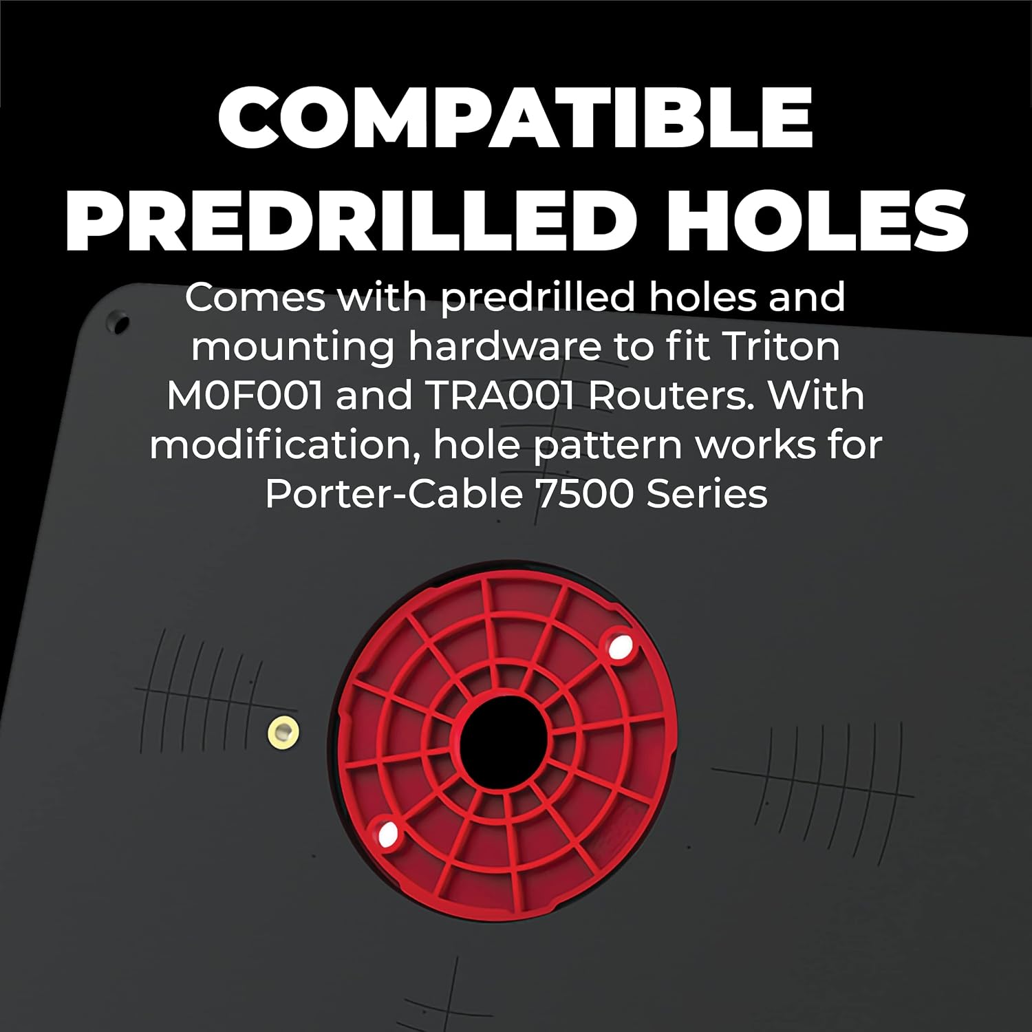 Kreg Precision Router Table Insert Plate - Predrilled for Triton MOF001 and TRA001 Routers - Level-Loc Rings - PRS4034