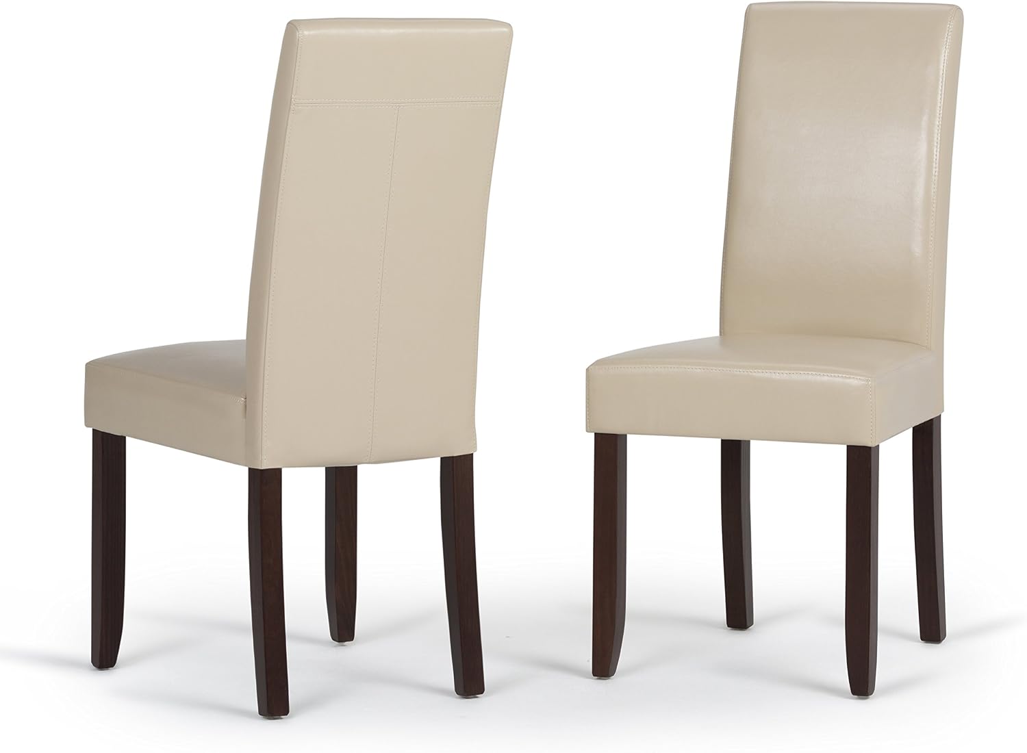 SIMPLIHOME Acadian Vegan Leather Parsons Dining Chairs in Cream (Set of 2)