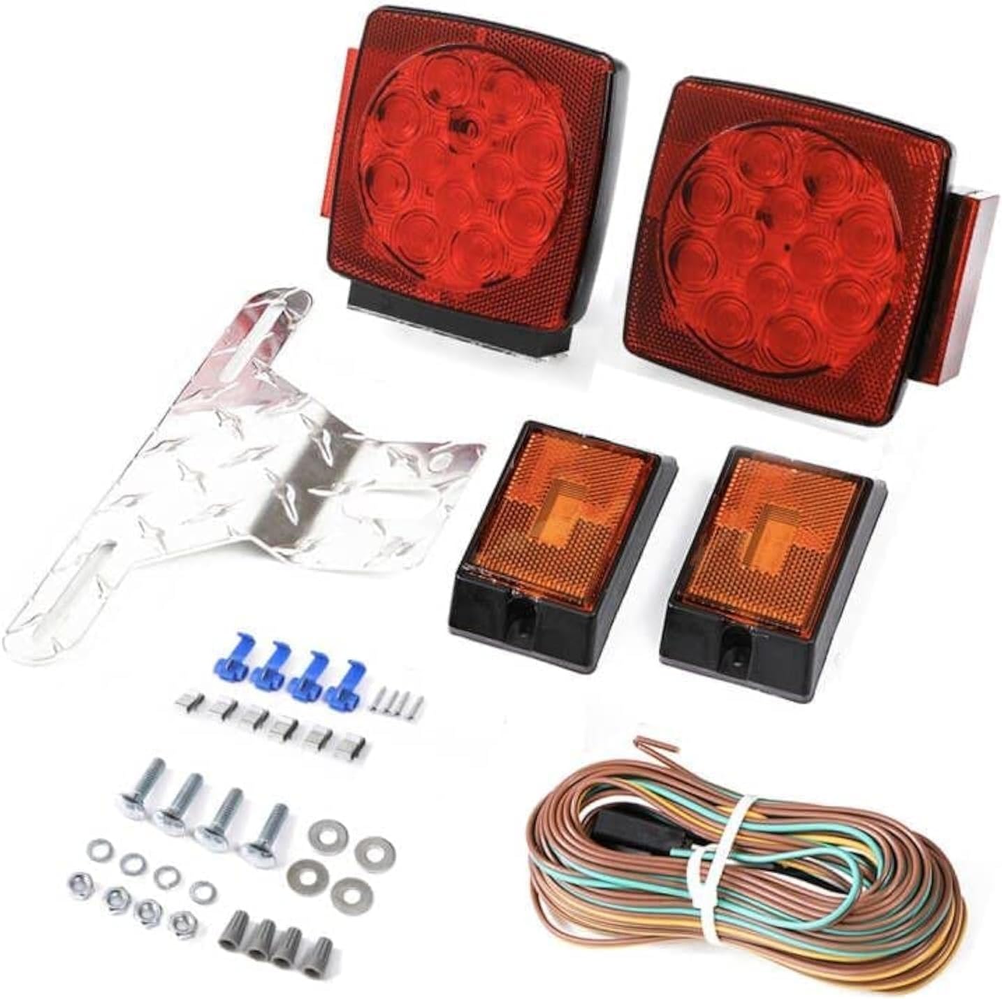 CZC AUTO 12V Submersible LED Trailer Lights & Wiring Kit | Led Trailer Tail Light Set for Under 80 Inch Boat Trailer