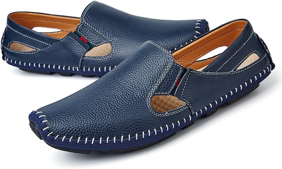 Men's Driving Shoes Leather Slipper Casual Slip on Loafers | Top Grain Leather Upper, Moccasin Toe, Slip-on, Traction Rubber Outsole, Mens Dress Shoes, Mens Casual Loafers