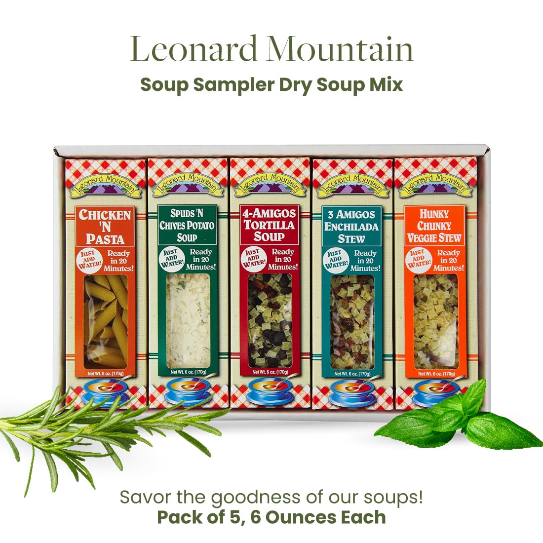 Leonard Mountain Soup Sampler Dry Soup Mix, 5 count