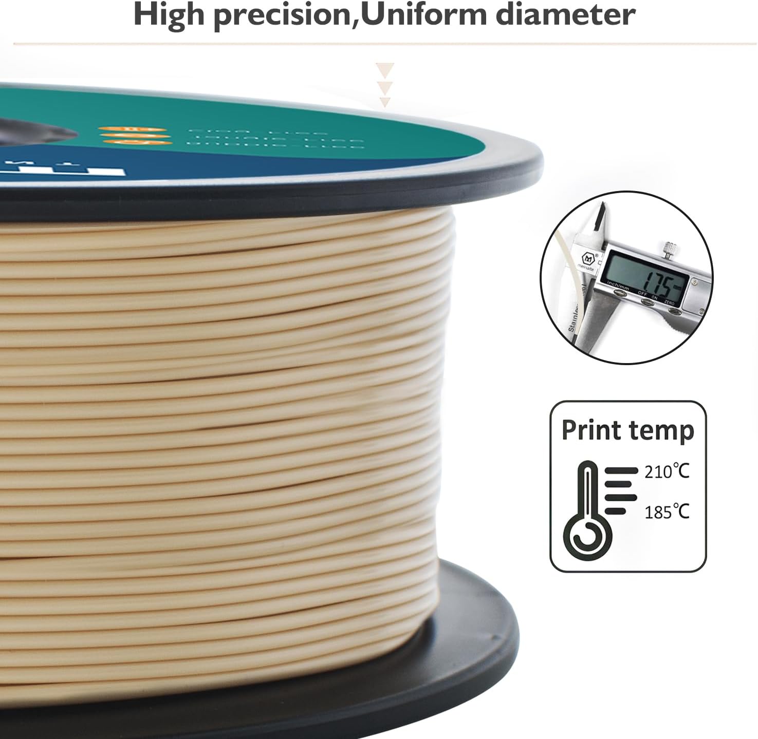 GIANTARM 3D Printer Filament, Silk Gold Pla Filament, 1Kg(2.2lbs) Spool, 1.75mm Dimension Accuracy +/- 0.03mm, 3D Printing Filament