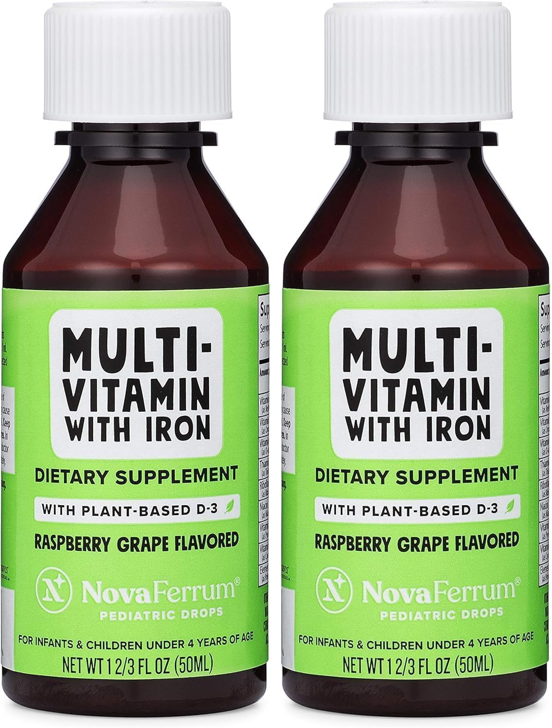 NovaFerrum MMM | Multivitamin for Kids, Infants and Toddlers | Vitamin C, D3, E | Gluten Free Certified | Sugar Free | No Artificial Colors | Ages 4 & Under | Orange Flavored | 2 Fl Oz (50 mL)