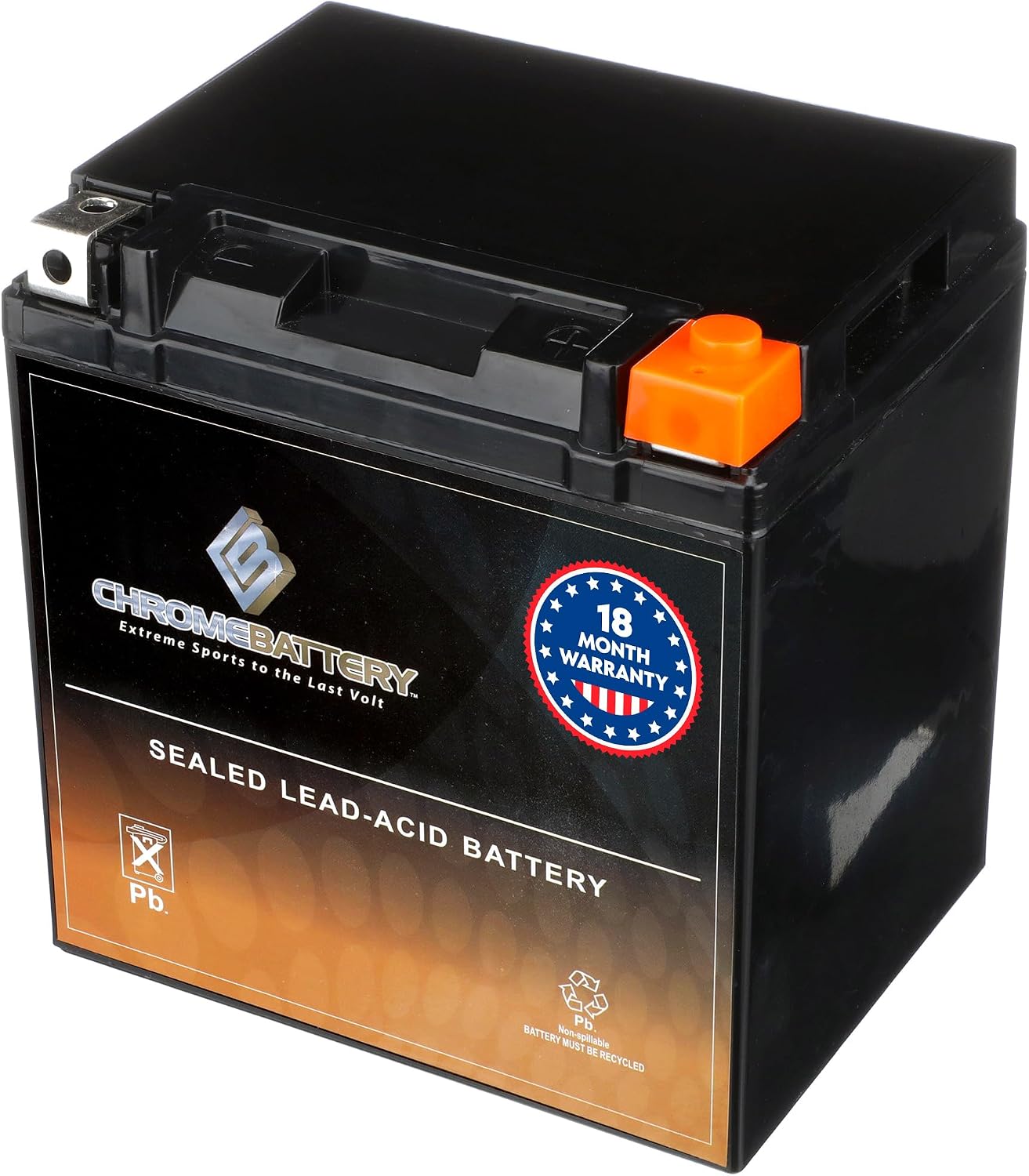 CB CHROMEBATTERY YTX30L-BS 12V 385 CCA AGM – Maintenance-Free 30Ah Battery for Harley, ATV, UTV, Snowmobile, Jet Ski – T3 Nut & Bolt Terminal – Fits Harley Touring, Polaris Sportsman 850