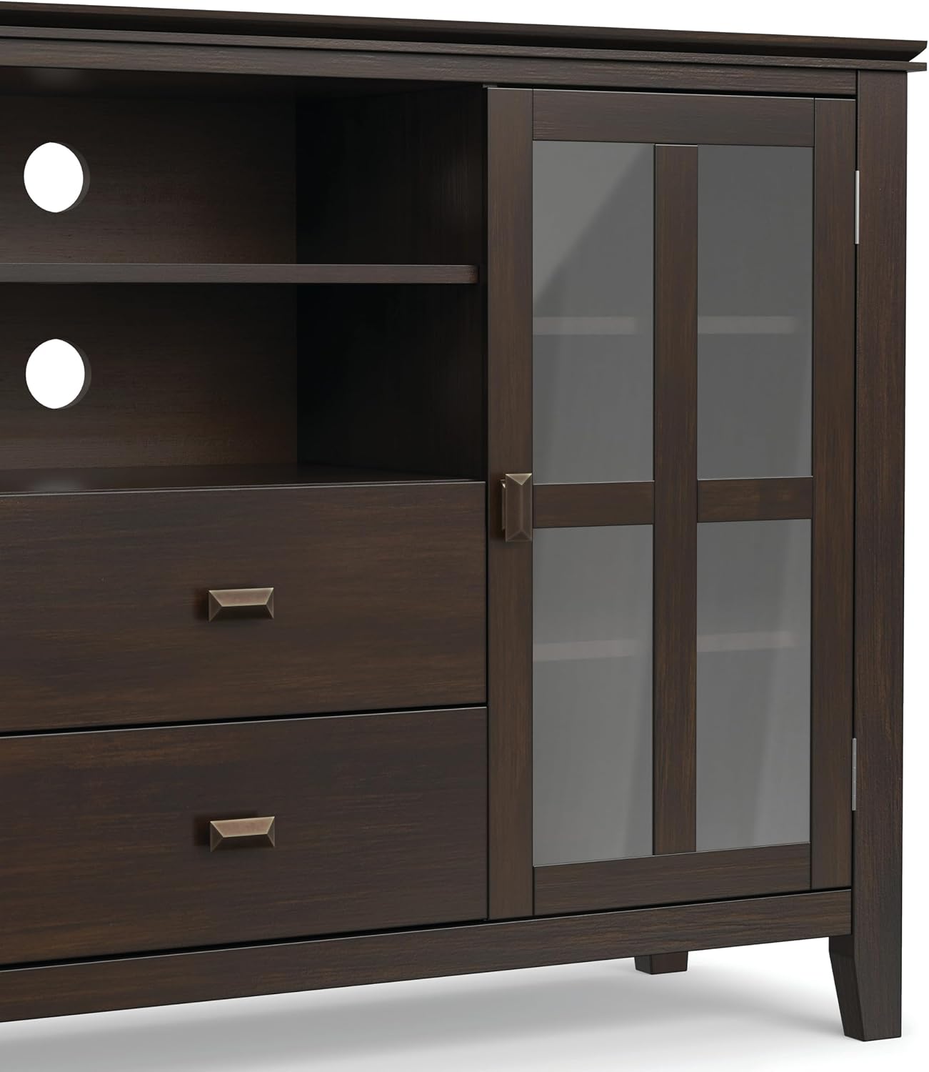 SIMPLIHOME Artisan 53" Wide Solid Wood TV Stand in Russet Brown