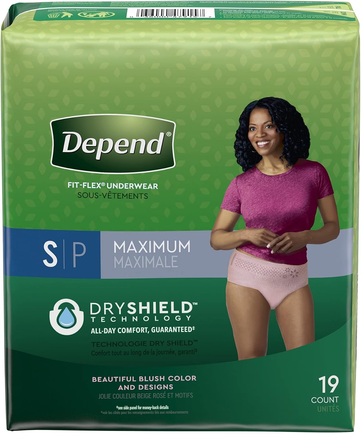Depend FIT-FLEX Incontinence Underwear for Women, Disposable, Maximum Absorbency, Large, Blush, 52 Count (2 Packs of 26) (Packaging May Vary)