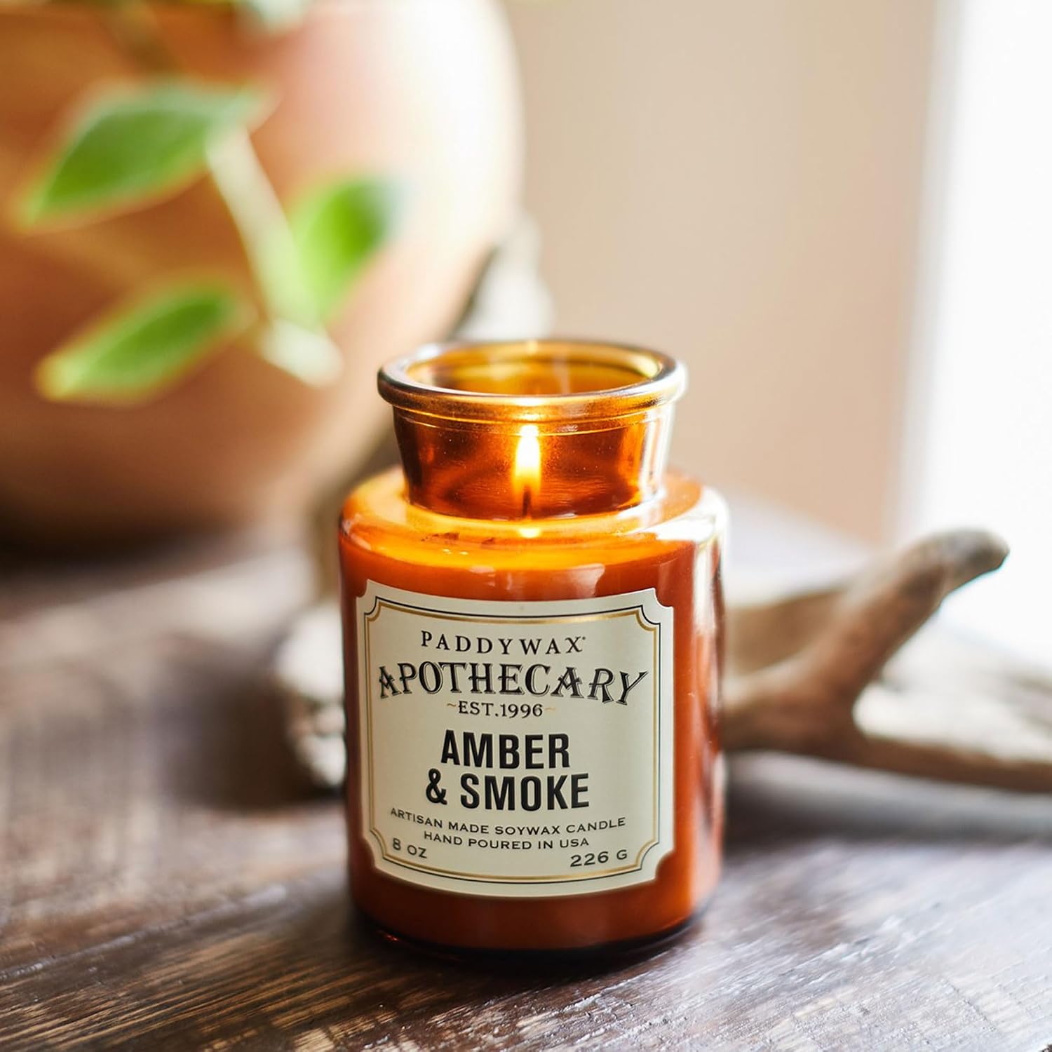 Paddywax Artisan Apothecary Scented Candle, Tobacco & Patchouli, 8 oz | With Lid, Reusable Glass Jar, Clean Burning Soy Candle, Approx. 54 Hour Burn Time