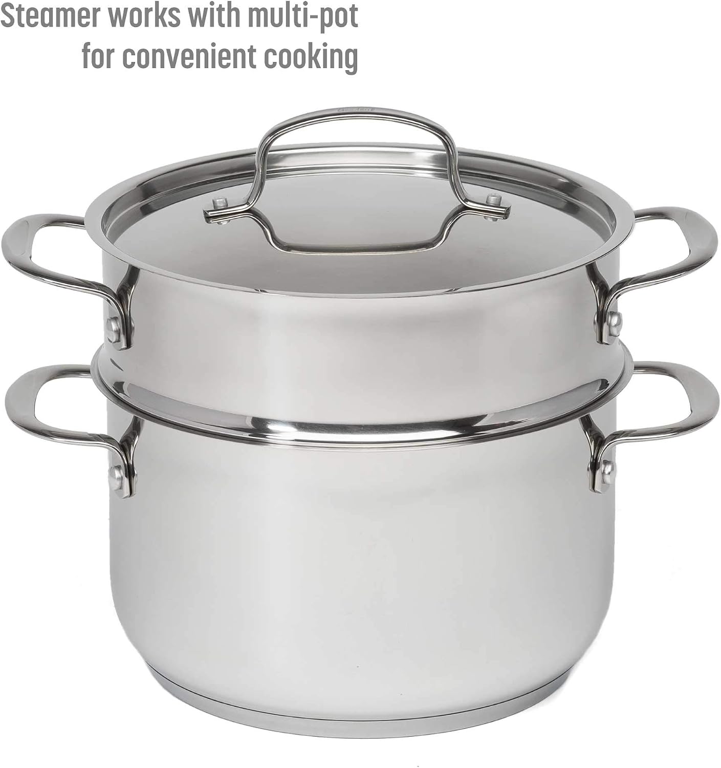 Goodful 12-Piece Classic Stainless Steel Cookware Set with Tri-Ply Base for Even Heating, Durable, Impact Bonded Pots and Pans