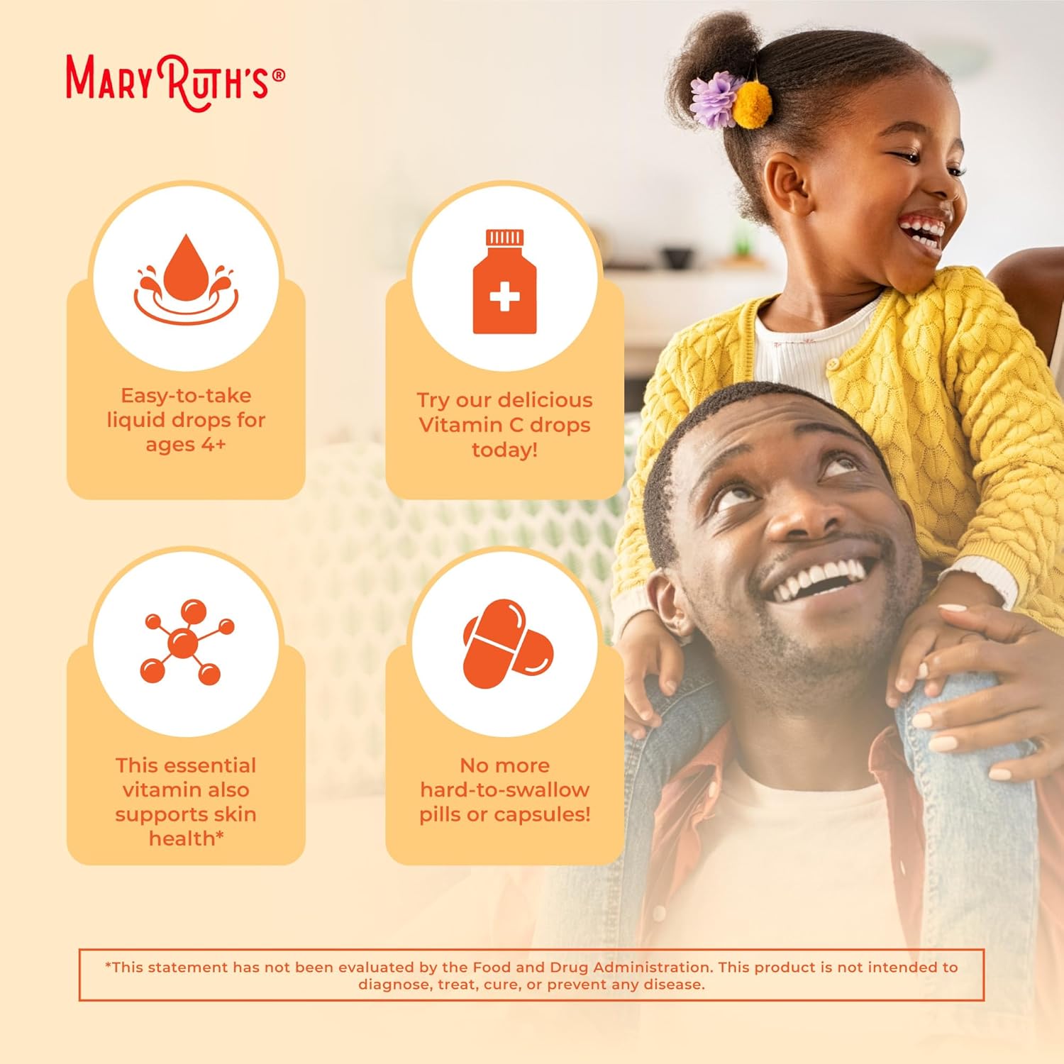 MARYRUTH'S Organic Vitamin C Supplement | Liquid Vitamin C Liquid Drops for Adults & Kids | Immune Support Supplement for Overall Health | Vegan