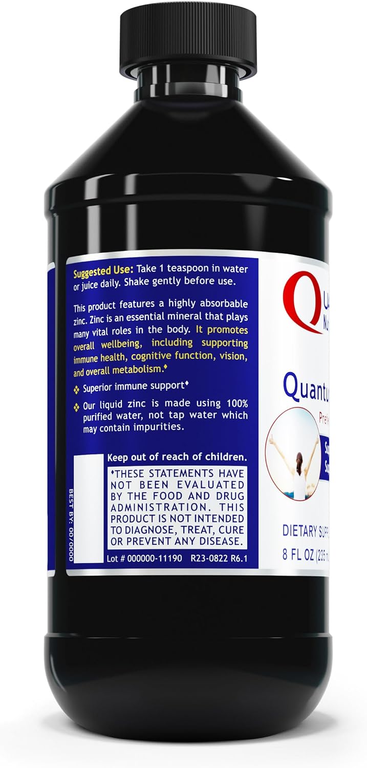 Quantum Nutrition Labs Liquid Zinc Supplement Drops - Zinc Sulfate Tincture for Adults, 25mg per Serving