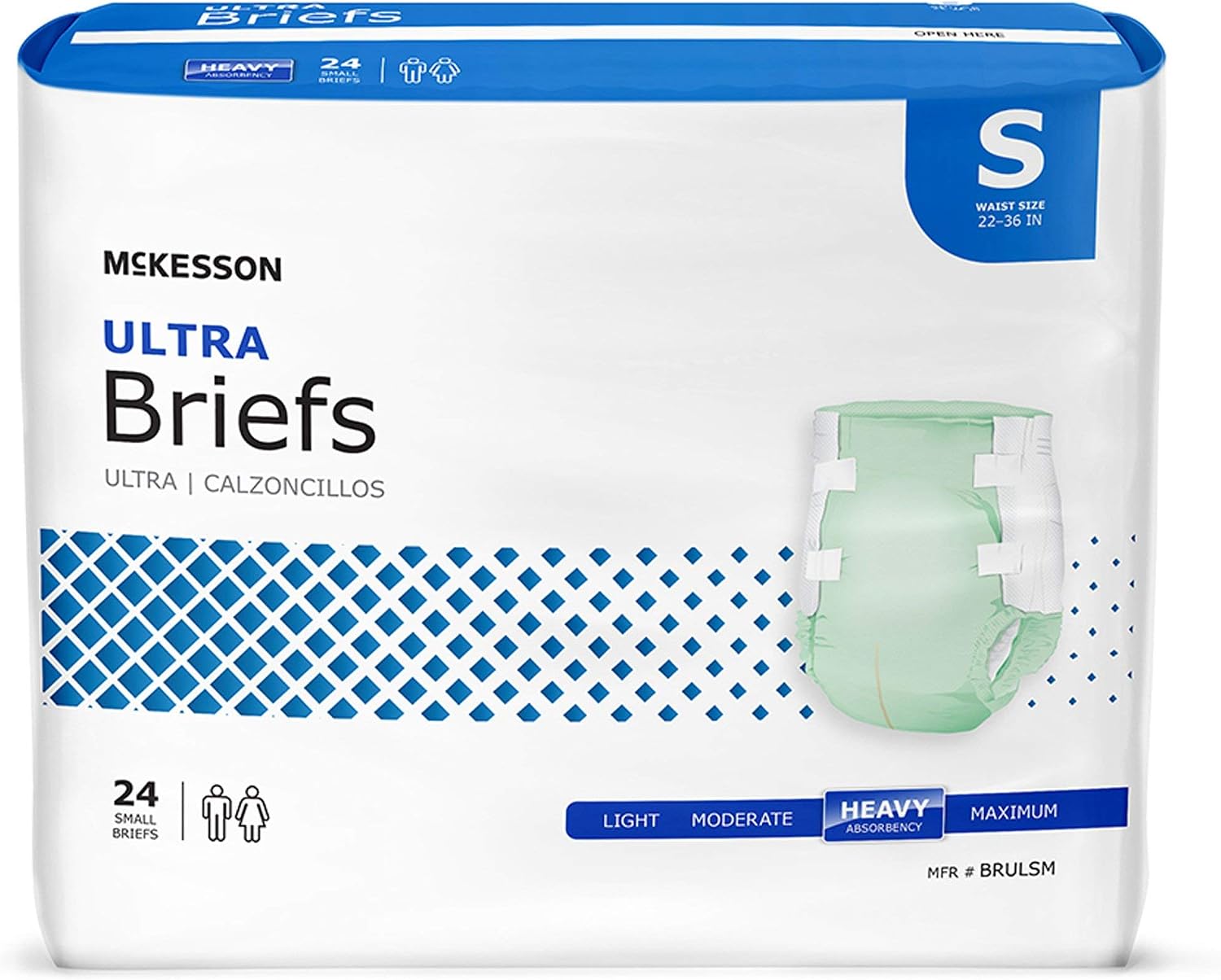 McKesson Ultra Briefs, Heavy Absorbency, Medium, Unisex, 44 in, 96 ct | Disposable, Elastic Leg Gathers and Contoured Fit for Men and Women, Incontinence