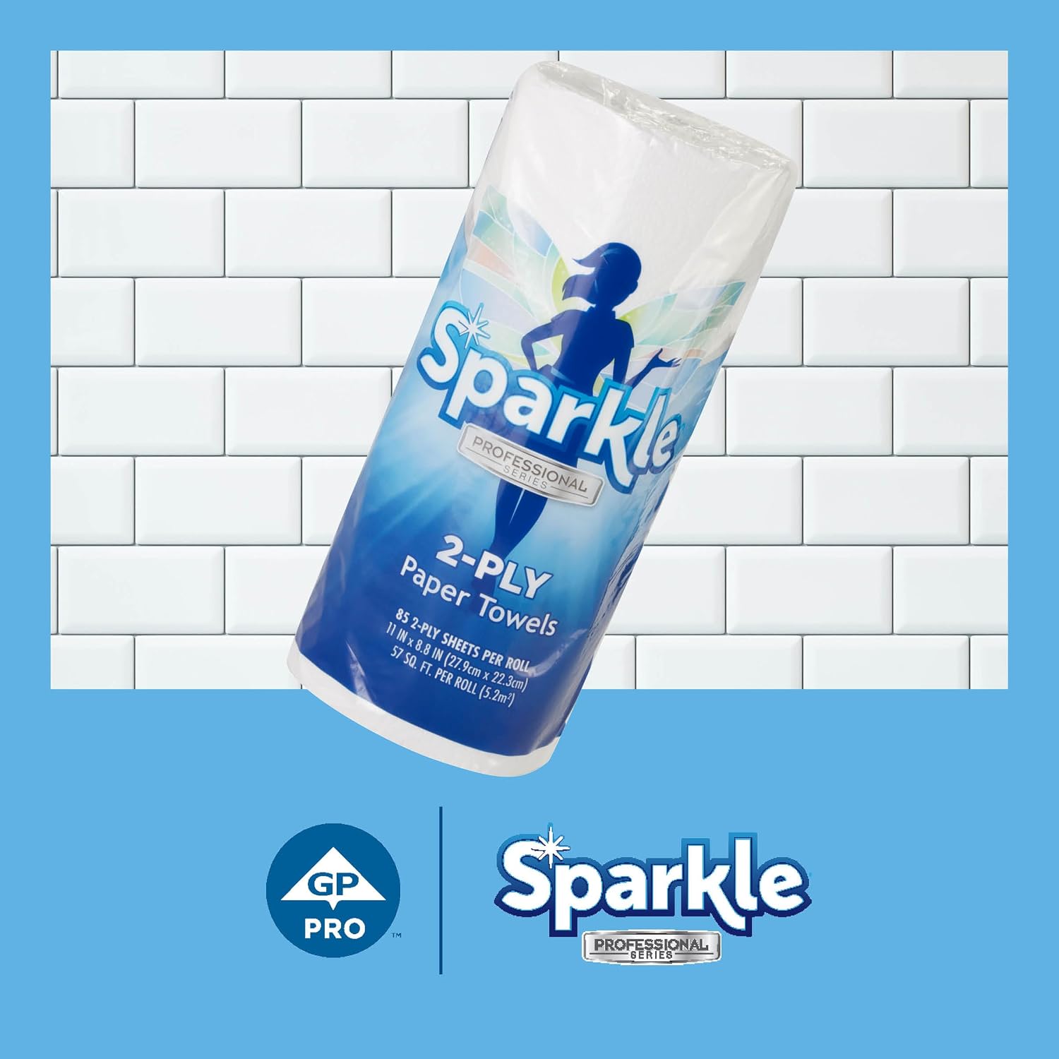 Sparkle Professional Series by Georgia-Pacific PRO 2-Ply Perforated Kitchen Paper Towel Rolls, Individually Wrapped, White, 11” x 8.8” (LxW), 70 Sheets/Roll, 30 Rolls/Case, 2717201