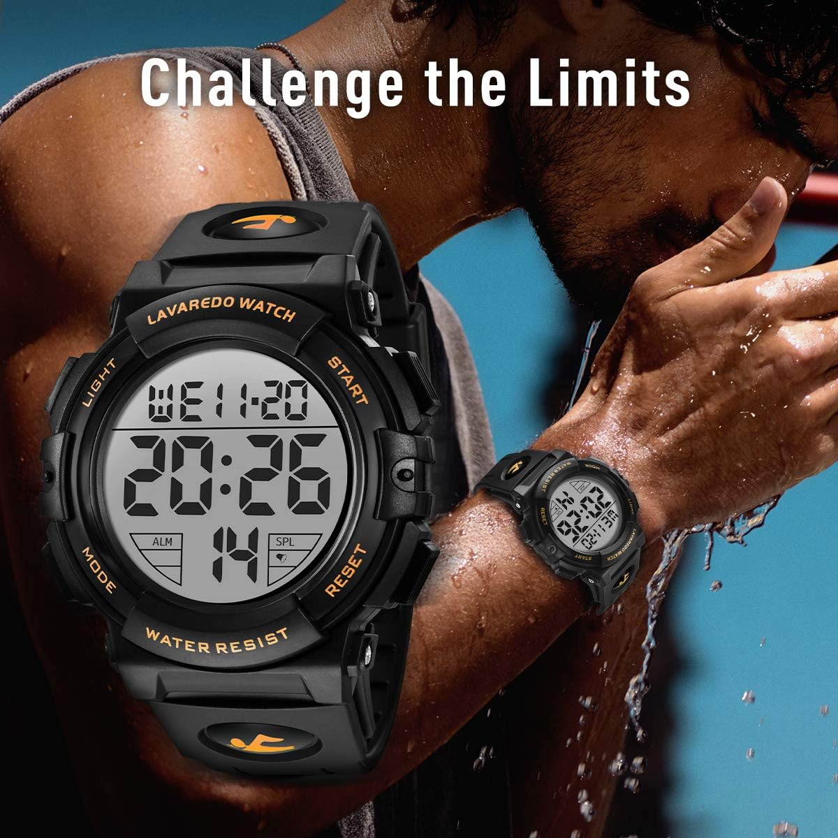 L LAVAREDO Mens Digital Watch Sports Military Watches Waterproof Outdoor Chronograph Wrist Watches for Men with LED Back Ligh/Alarm/Date