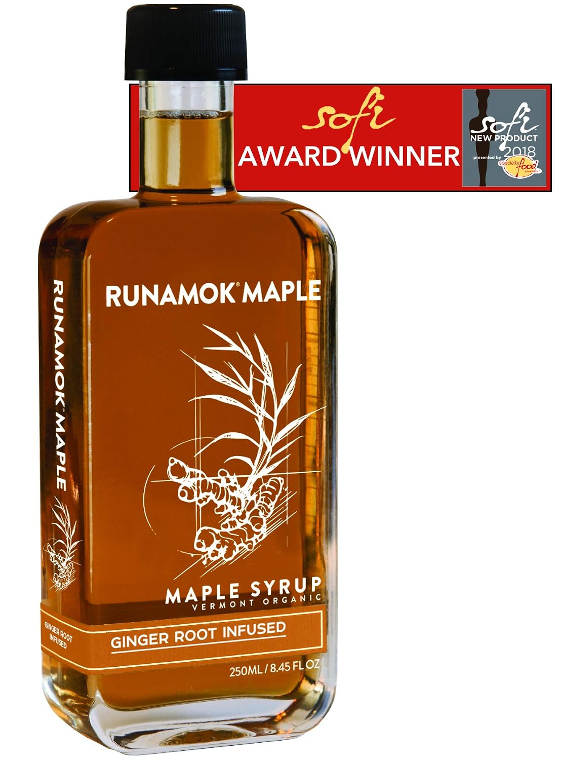 Runamok Maple Cinnamon-Vanilla Infused Maple Syrup - Authentic & Real Vermont Maple Syrup | Gluten Free & Natural Sweetener | Breakfast, Coffee, Pancakes Maple Syrup | 8.45 Fl Oz (250mL)