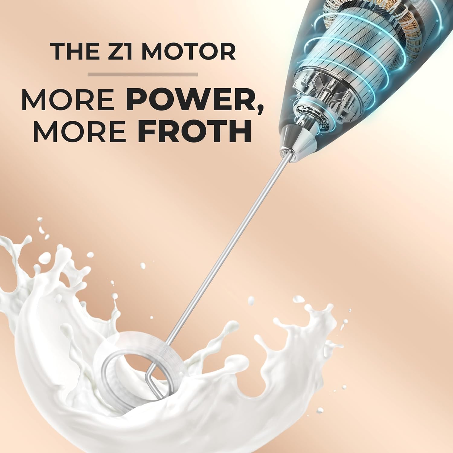 Zulay Kitchen Powerful Milk Frother Wand With Duracell Batteries - Ultra Fast Handheld Drink Mixer - Electric Whisk Foam Maker for Coffee, Lattes