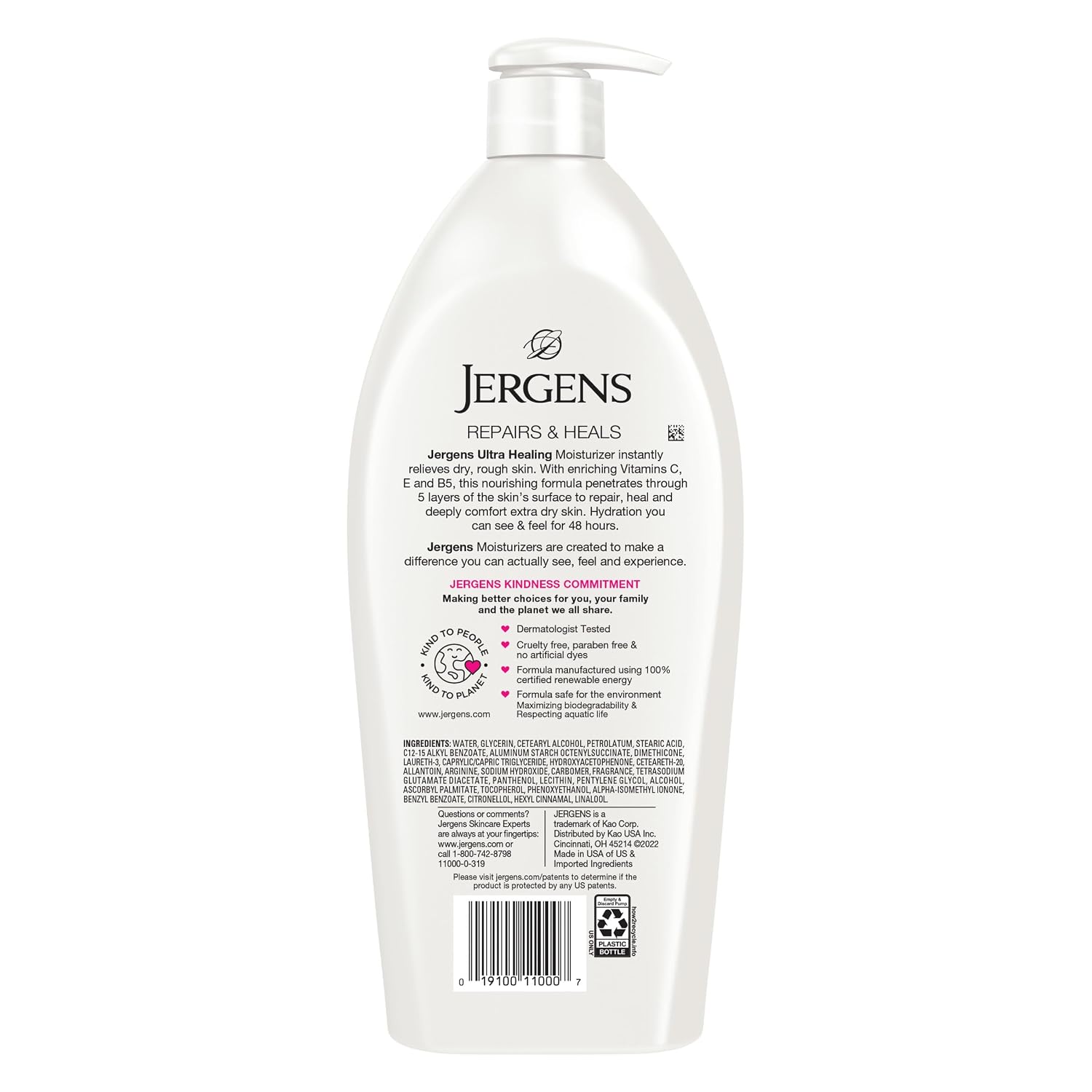 Jergens Ultra Healing Dry Skin Lotion, Hand and Body Moisturizer for Quick Absorption into Extra Dry Skin with Hydralucence Blend, Vitamins C, E and B5, White, 32oz