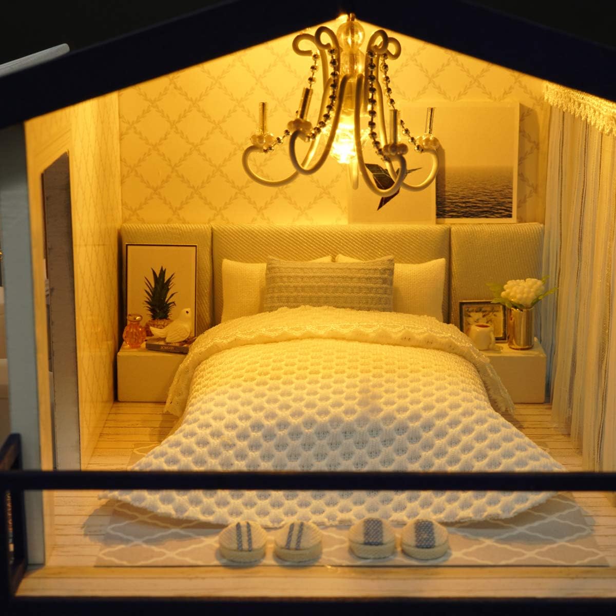 GuDoQi DIY Miniature Dollhouse Kit, Miniature House Kit 1:24 Scale, Tiny House kit with Music and Furniture Kit, Great Gift for Birthday Christmas