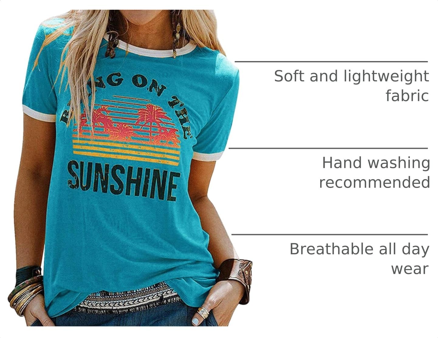 YEXIPO Graphic Tees for Women Short Sleeve Summer Tops Casual Cute T Shirts