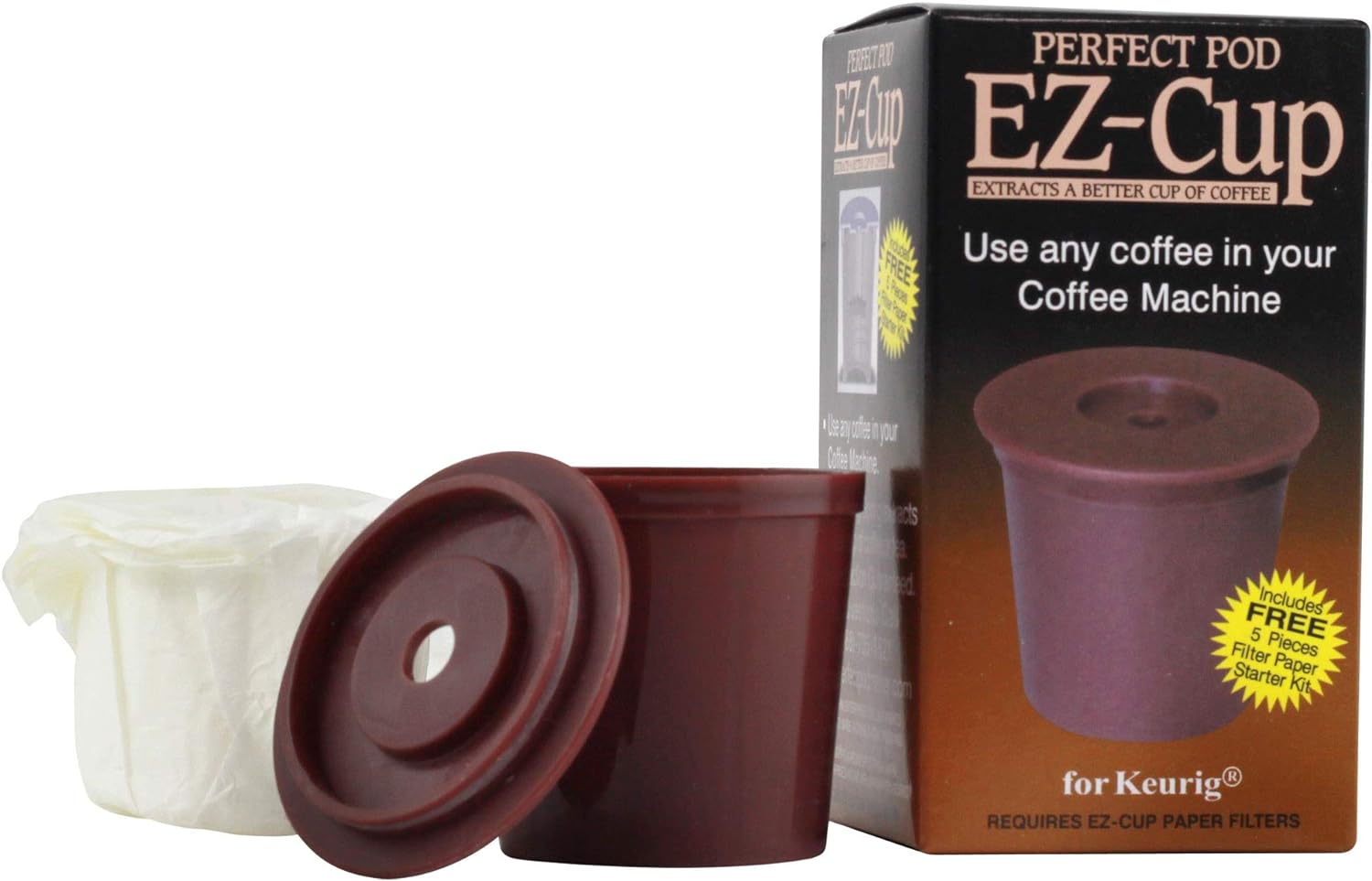 Perfect Pod EZ-Cup Reusable K-Cup Pod for Keurig 1.0 Coffee Makers | Refillable Coffee Brewer Filter, Works with 1-Stream Single Serve Coffee Machines