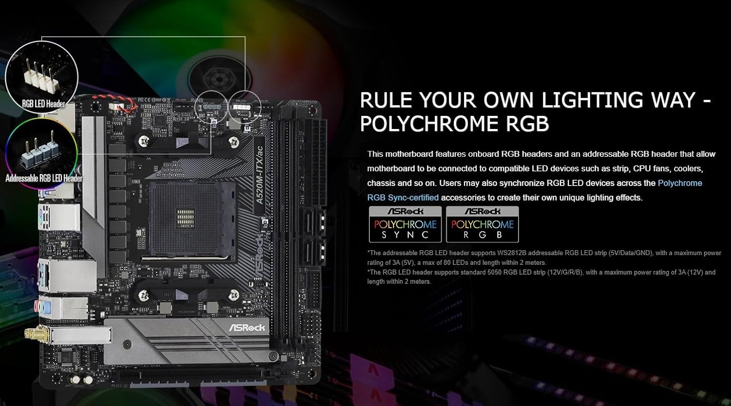 ASRock A520M-ITX/AC Supports 3rd Gen AMD AM4 Ryzen™ / Future AMD Ryzen™ Processors (3000 and 4000 Series Processors) Mini ITX Motherboard