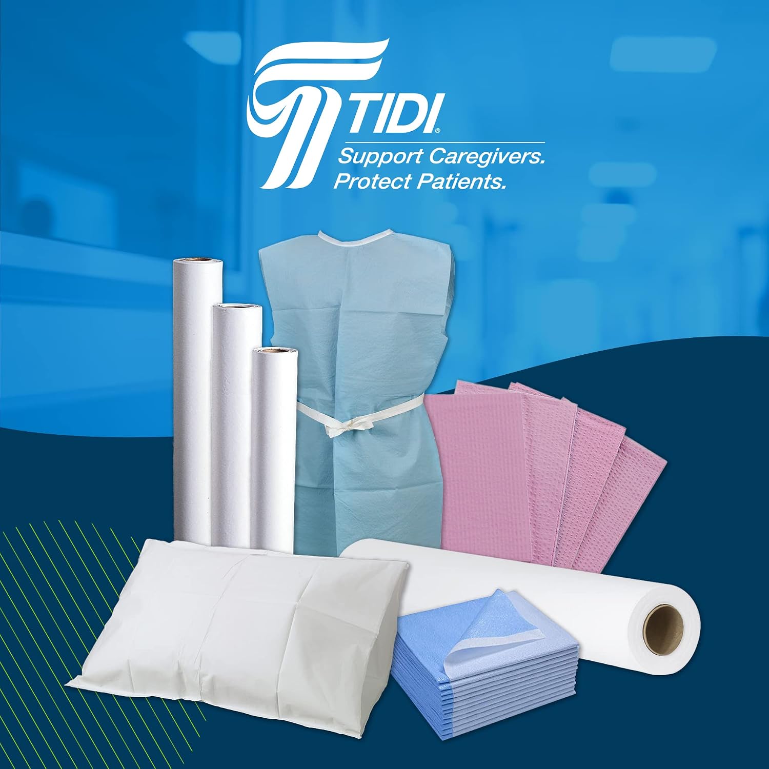 TIDI 980898 Choice Single-Use Chiropractic Headrest Paper Roll, Fluid and Barrier Protection, Absorbent Crepe Paper, White, 8.5" Width, 125' Length