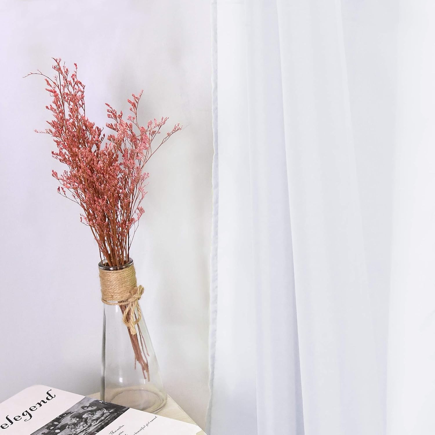 HUTO Light Pink Sheer Window Scarf Valances for Girls Room Sheer Soft Voile Curtain Scarves for Wedding Party 216 Extra Long