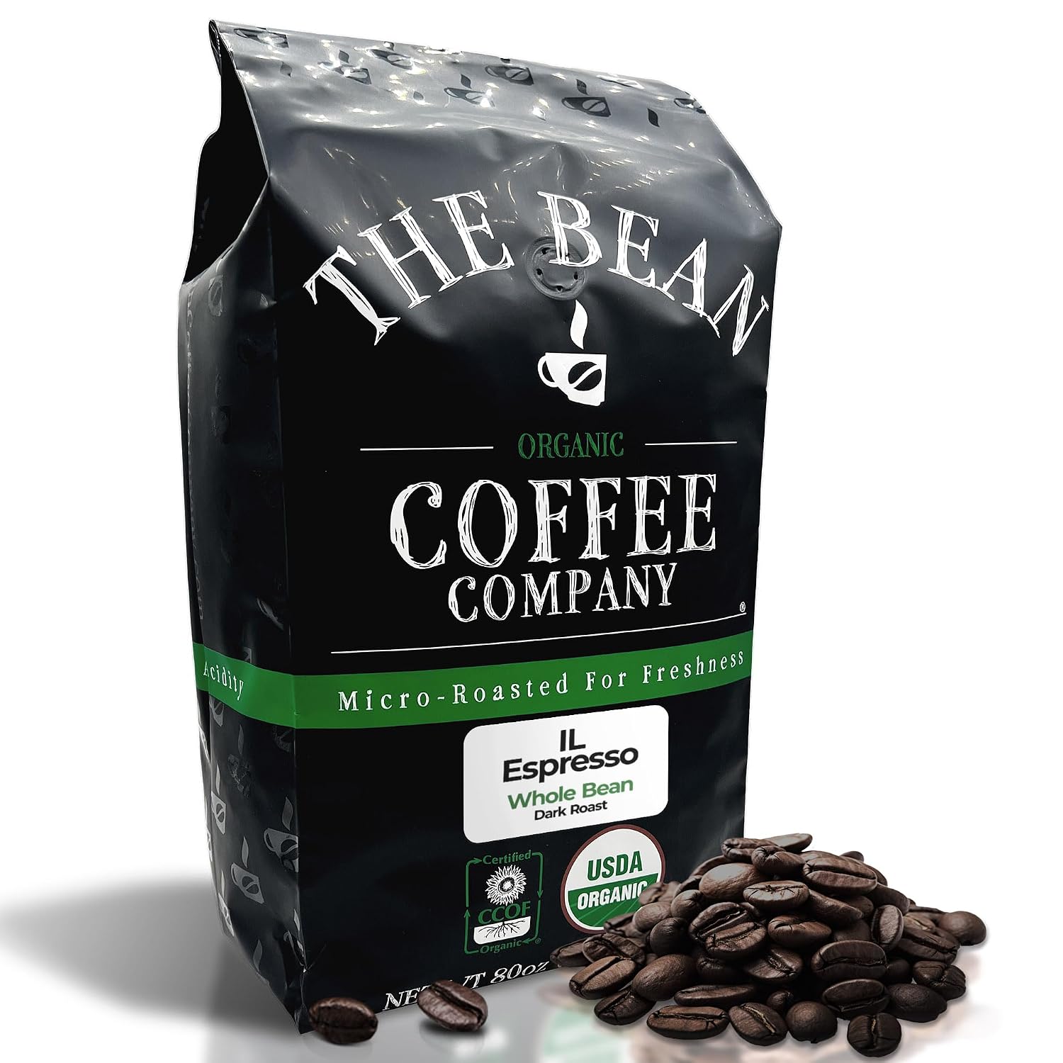 The Bean Organic Coffee Company Le Bean, Dark French Roast, Whole Coffee, 16-Ounce Bag