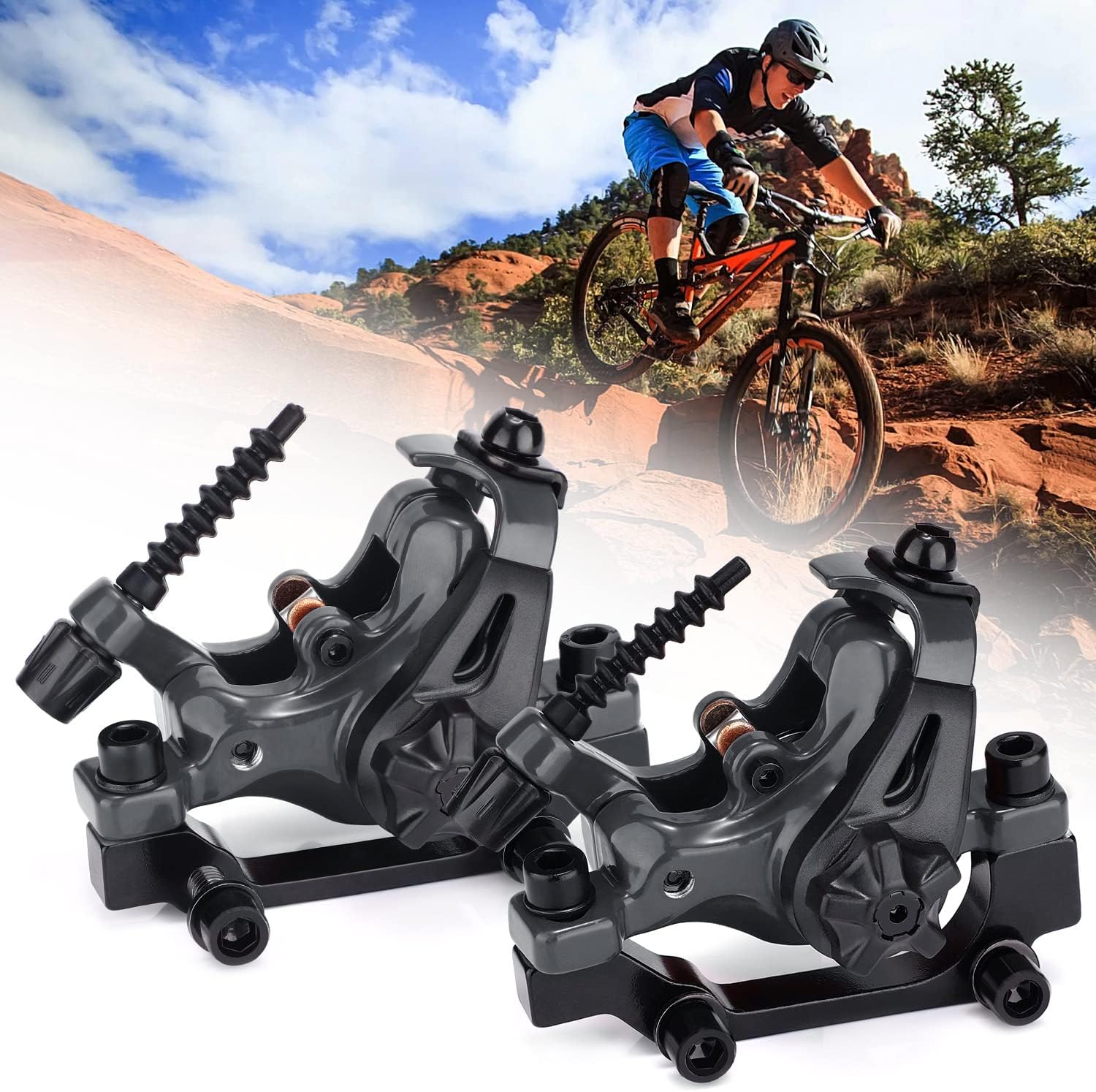 TOBWOLF MTB Cable Disc Brake Kit, Front Rear Calipers with 160mm Rotors