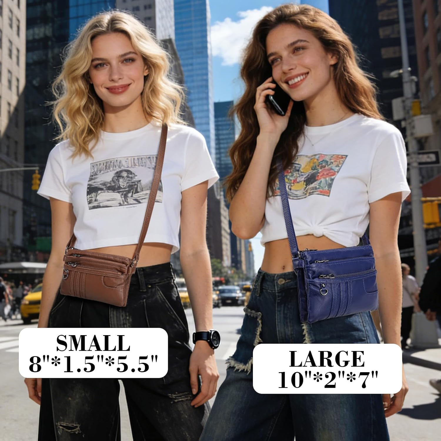 MINICAT Multi Pocket Small Crossbody Purses for Women Everyday Shoulder Bag | Lightweight Organizer, Cross body Bag with Multiple Zipper Pockets, Vegan Leather, Phone Purse for Travel Casual Daily