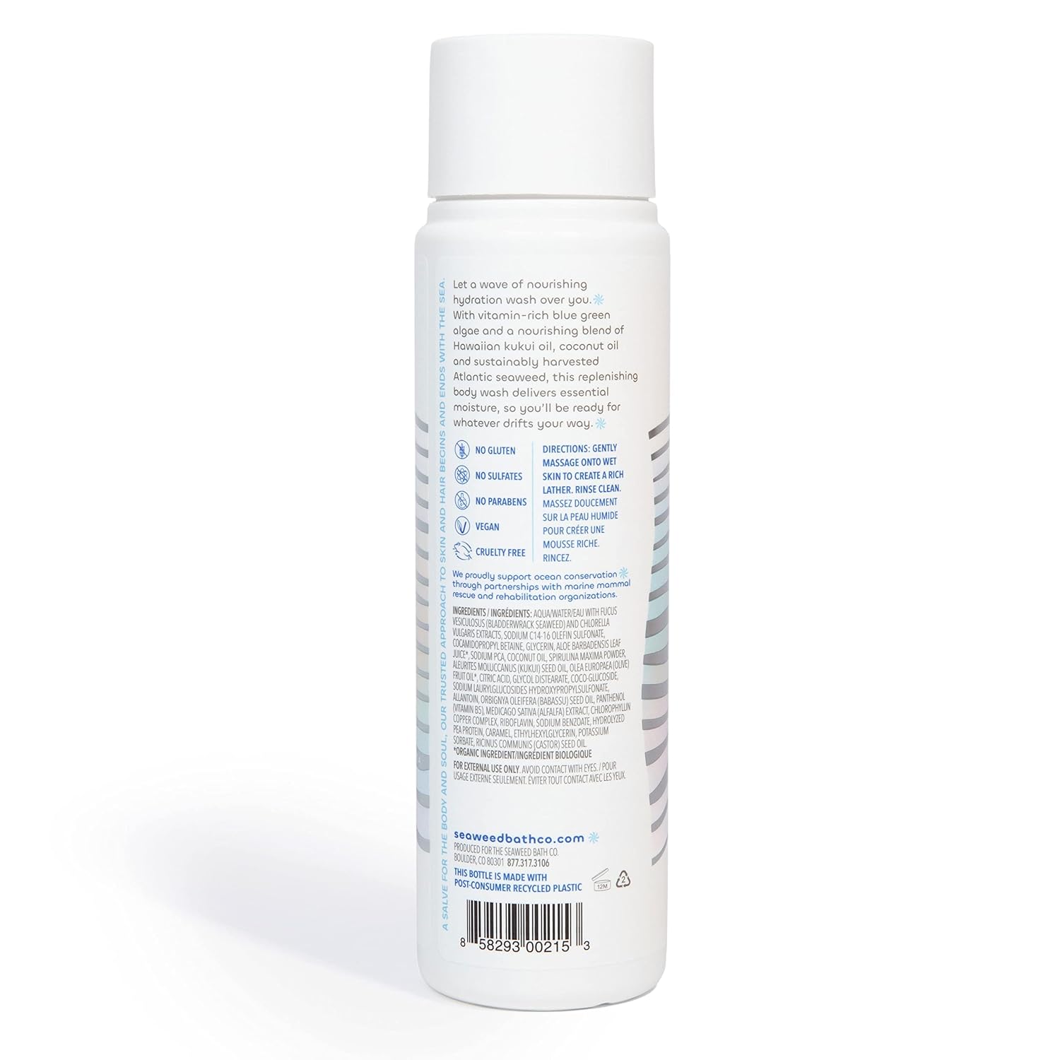 Seaweed Bath Co. Hydrate Body Wash, Unscented, 12 oz | Foaming Shower Gel Cleanser with Natural Ingredients, Fragrance Free and Gentle, Good for Sensitive Skin