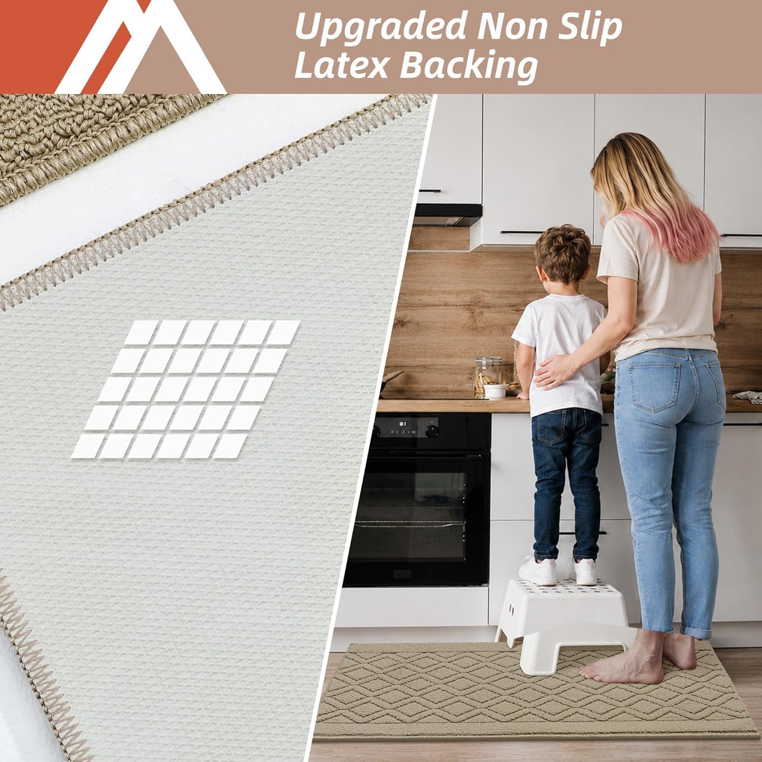 COSY HOMEER 48x20Inch/30X20Inch Kitchen Rug Mats,Grey