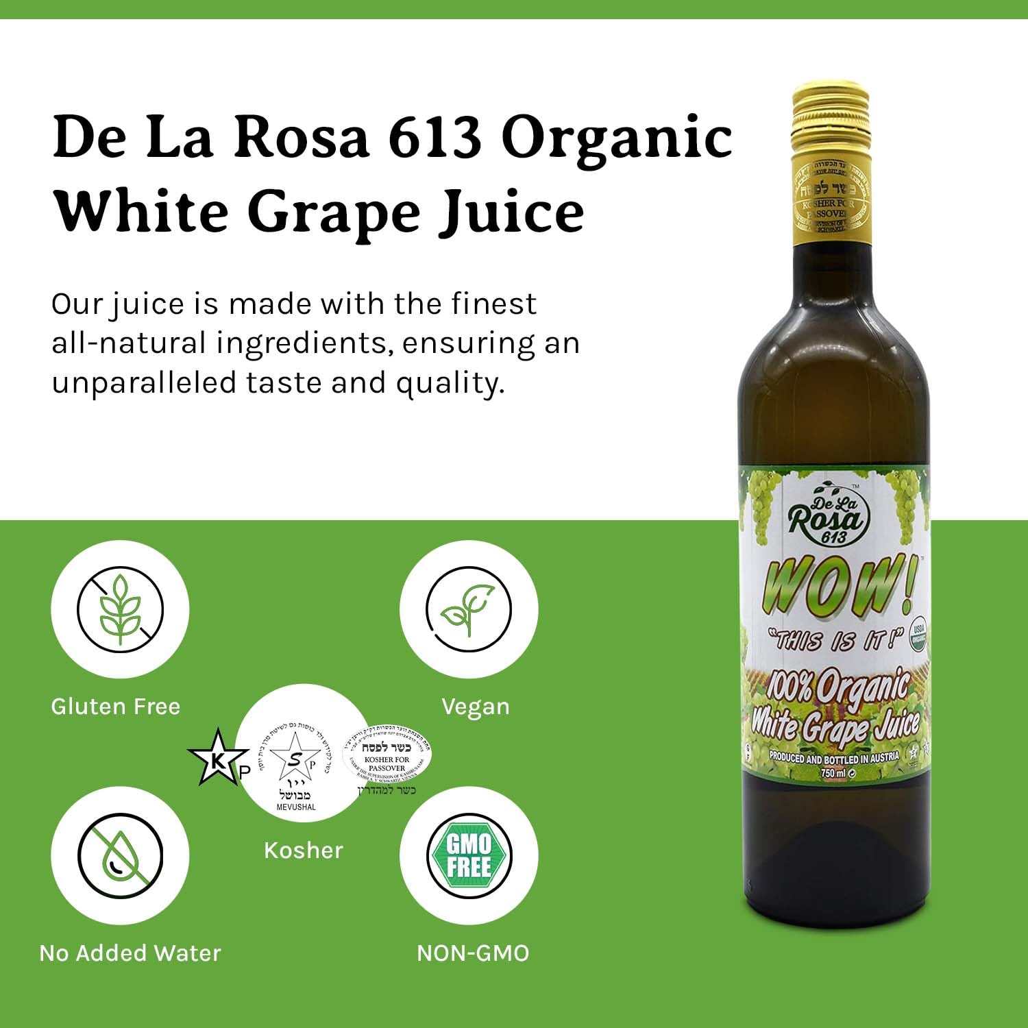 De La Rosa Organic Austrian Kosher Red Grape Juice (25.4 oz - 2pack)