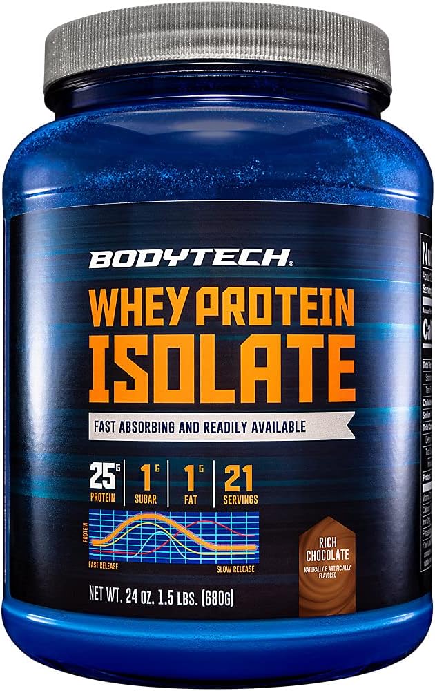 BodyTech Whey Protein Isolate Powder, French Vanilla, 1.5 LB, 23 Servings | 25G Protein per Serving, High Concentrated Protein Powder With Amino Acids & BCAAs for Men and Women, Gluten Free