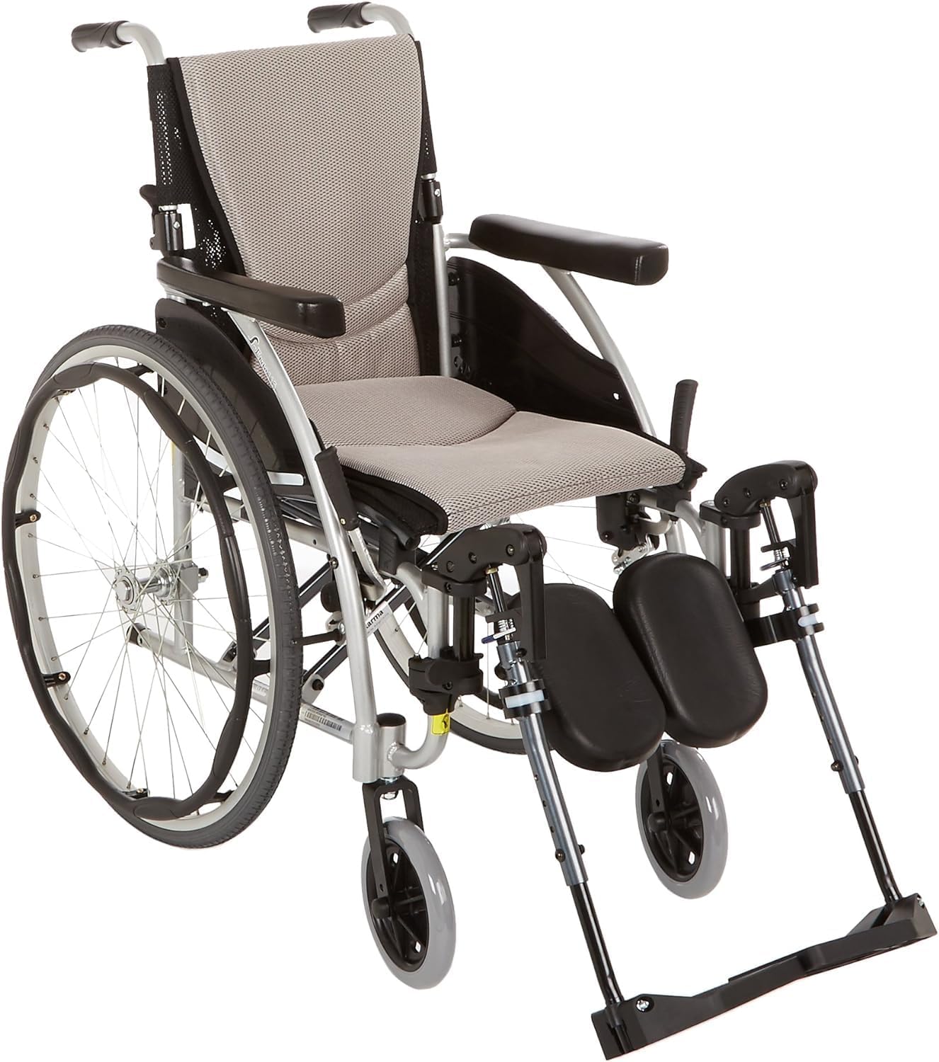 Karman 25 lbs Ergonomic Wheelchair with Removable Footrest 18" Silver