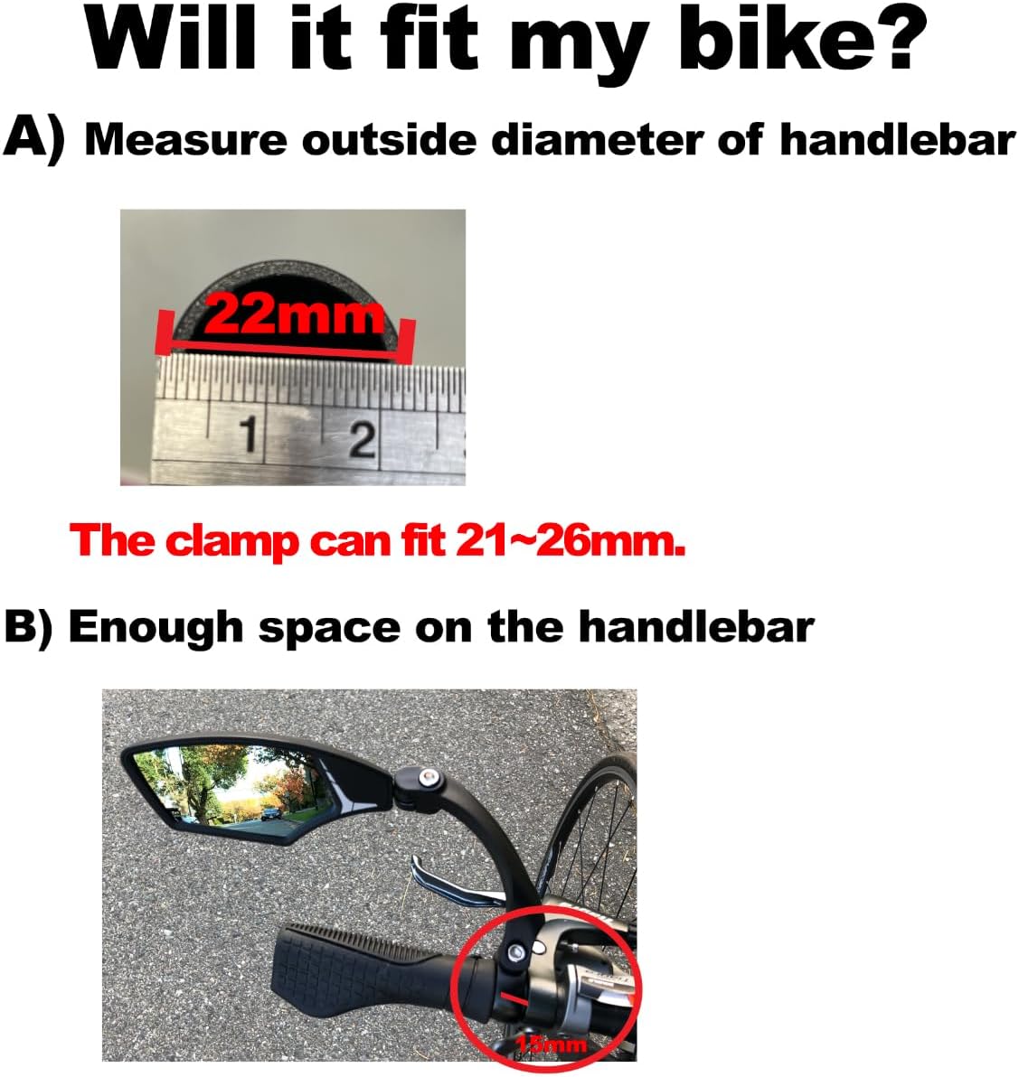 Hafny Stainless Steel Lens Handlebar Bike Mirror, Safe Rearview Mirror for Bicycle