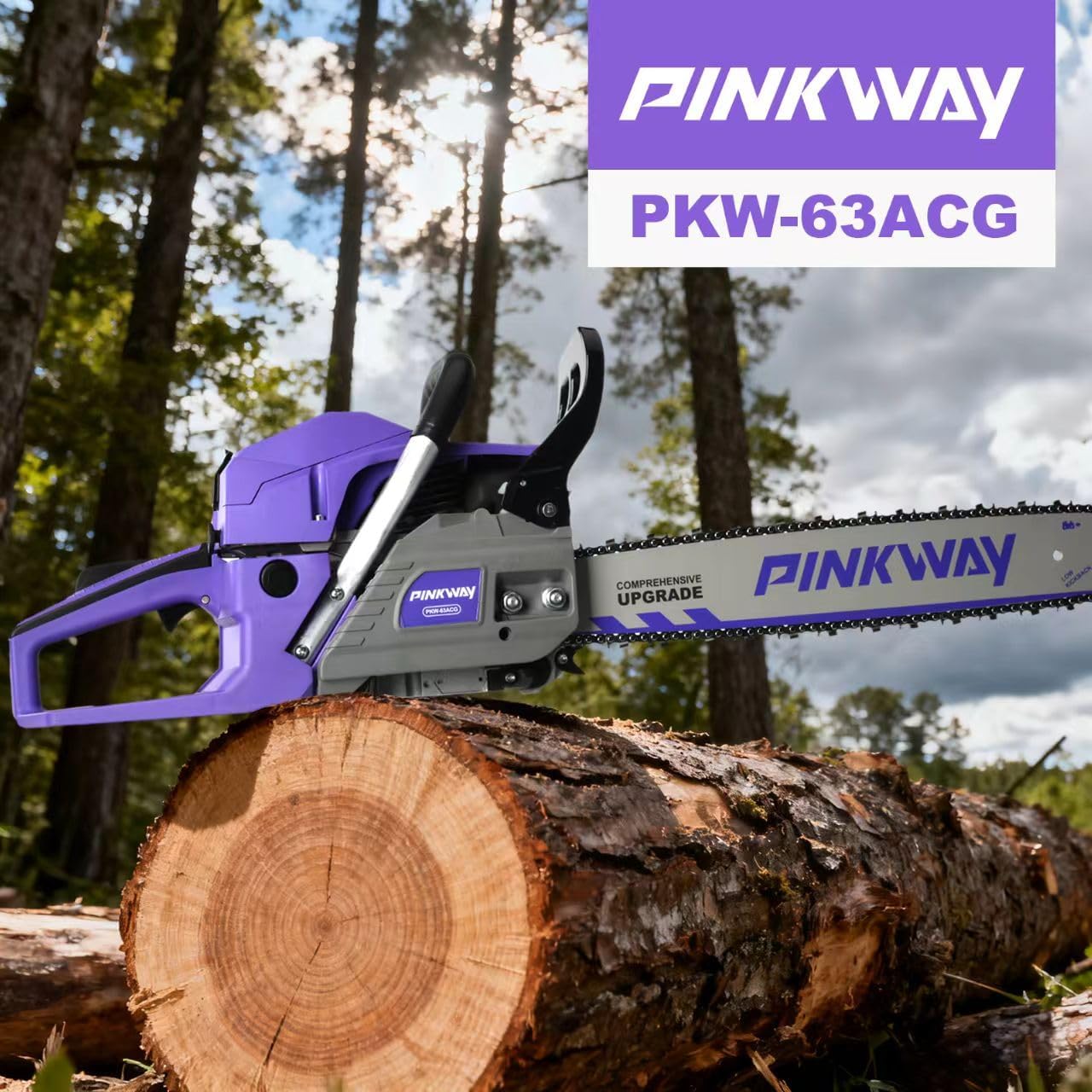 2-cycle 63CC Chainsaw Saw Gas Powered 20" Chain Saws Cordless Petrol Saw Handheld Chainsaw for Cutting Wood Trees Branches (63ACK)