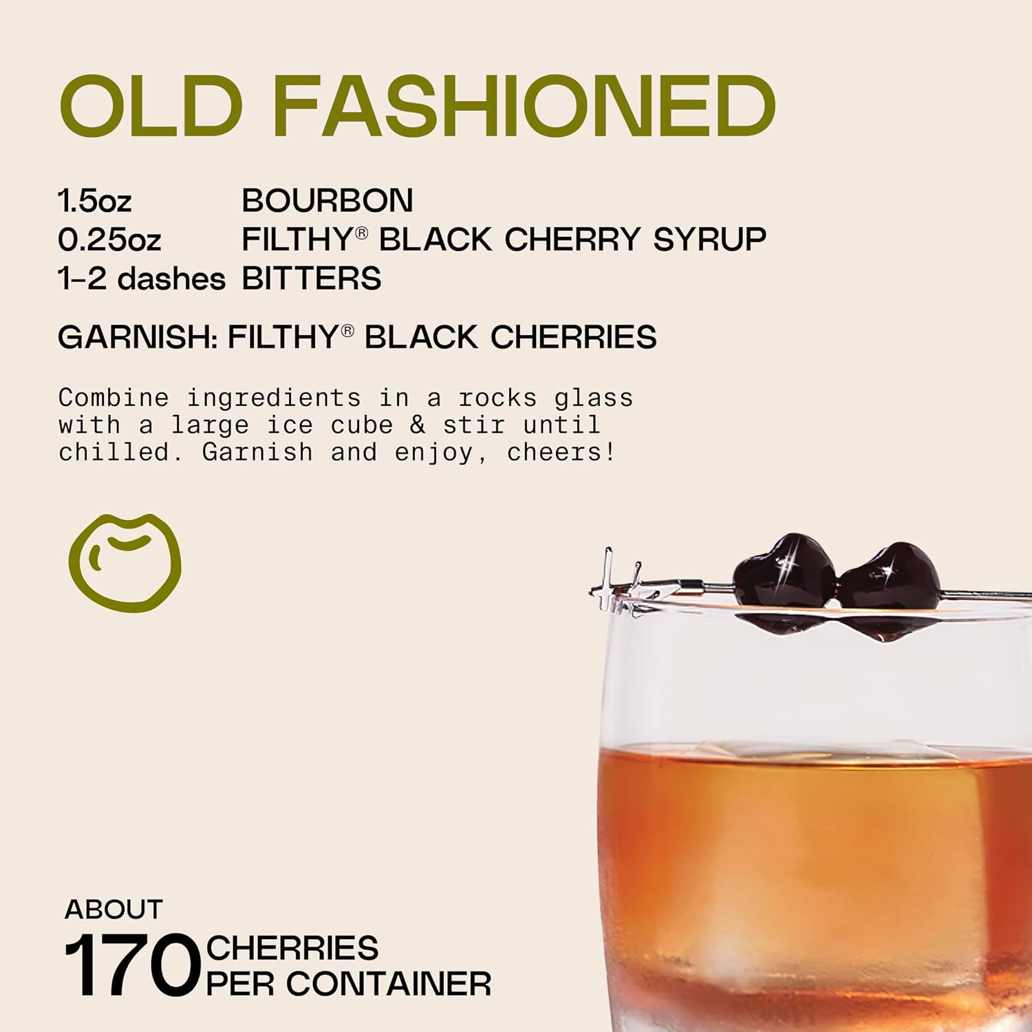 Filthy Amarena Black Cherries, Premium Cocktail Garnish - 45 Oz Tin, 1 Pack | All Natural Ingredients, Wild Italian Amarena Black Cherry for Whiskey Cocktails - Non-GMO, Gluten Free, Vegan