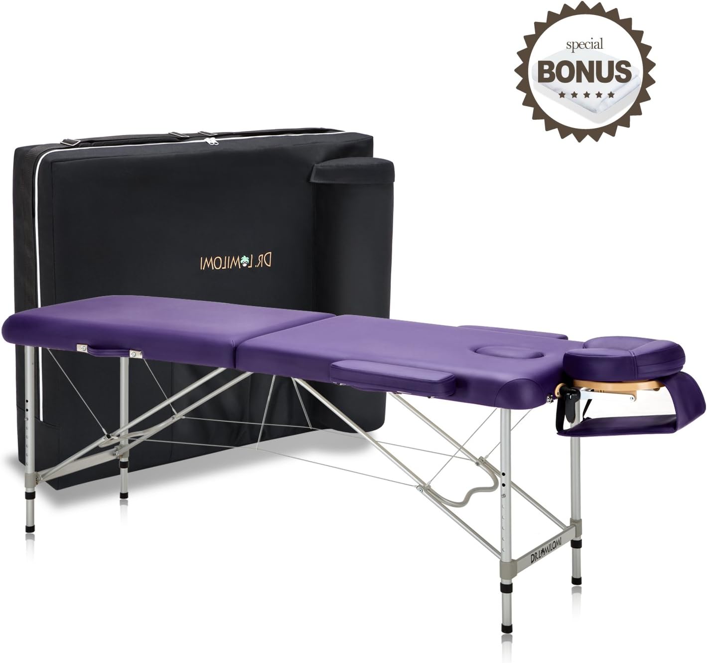 Portable Aluminum Massage Table, Foldable Travel Bed, 70 x 21, Black | Aluminum Frame · 3" Memory Foam · 450 lb Working Capacity · Foldable · Massage, Spa & Mobile Therapy