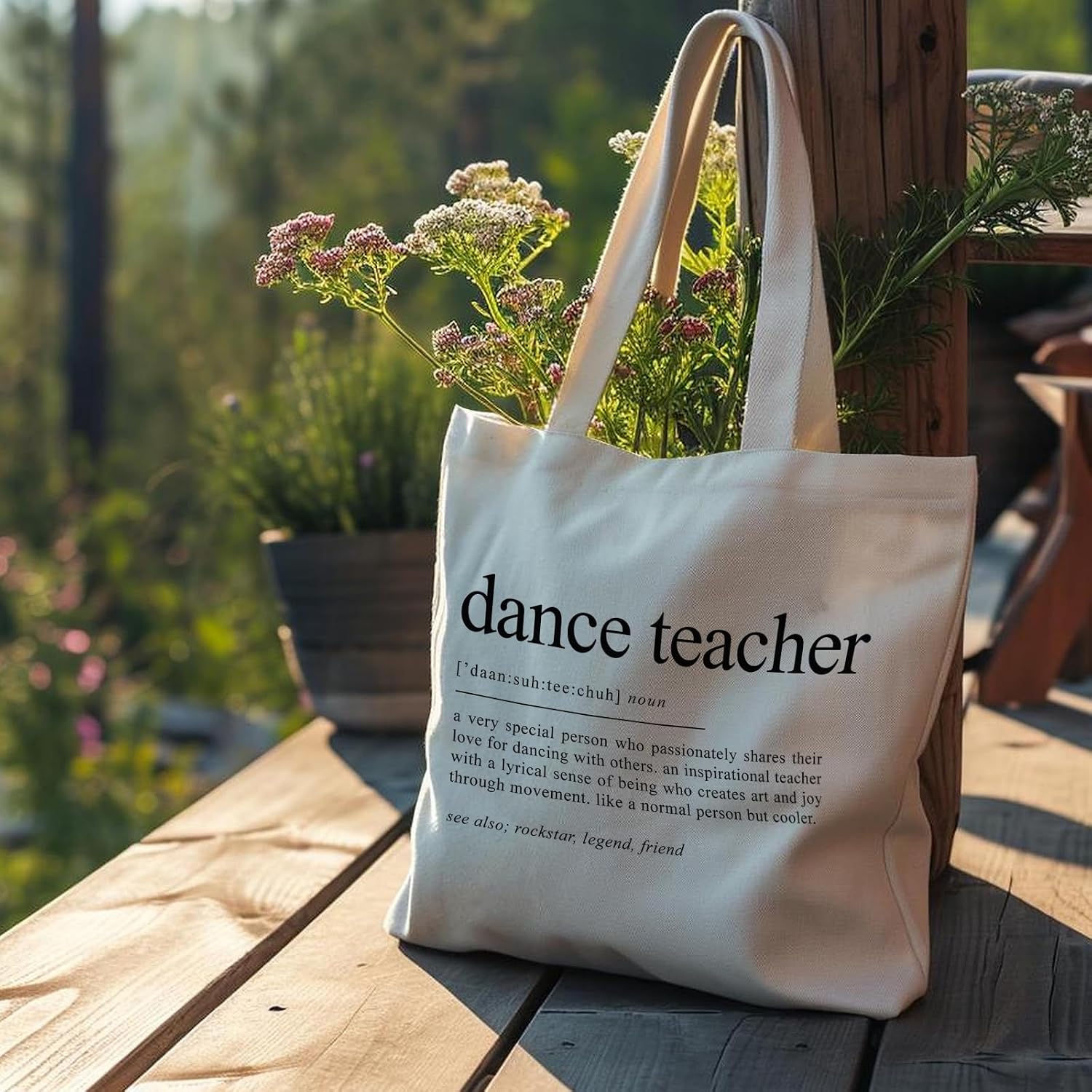 Dance Teacher Canvas Tote Bag - Dance Teacher Appreciation Gifts, Dance Bags for Dancers, Teacher ToteBags