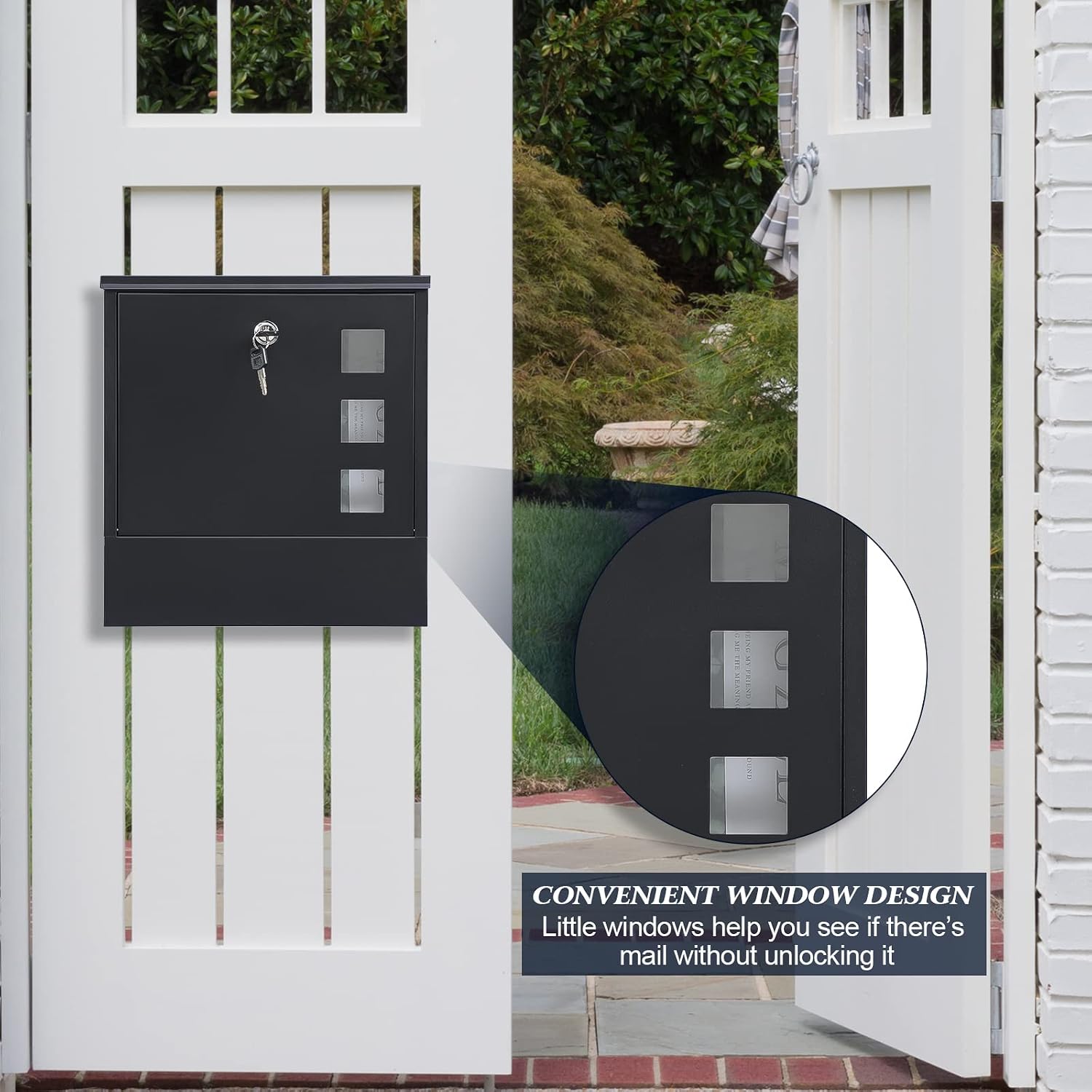 KYODOLED Mailbox for Outside, Wall Mount Locking Mailbox, Security Drop Box with Key Lock for Letters, Cash, Cards, Steel Mail Box for House Office School, 12.4H x 8.54L x 3.35W Inches, Black
