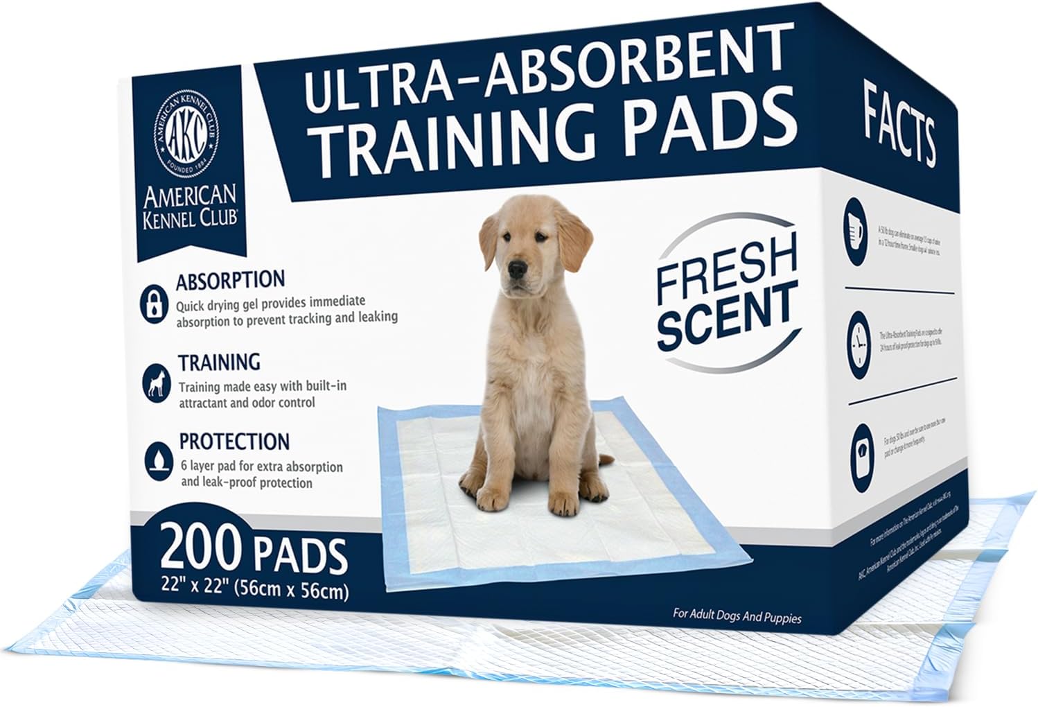 AKC Puppy Training Pads, 22" x 22", Lavender Scented, 150 Count