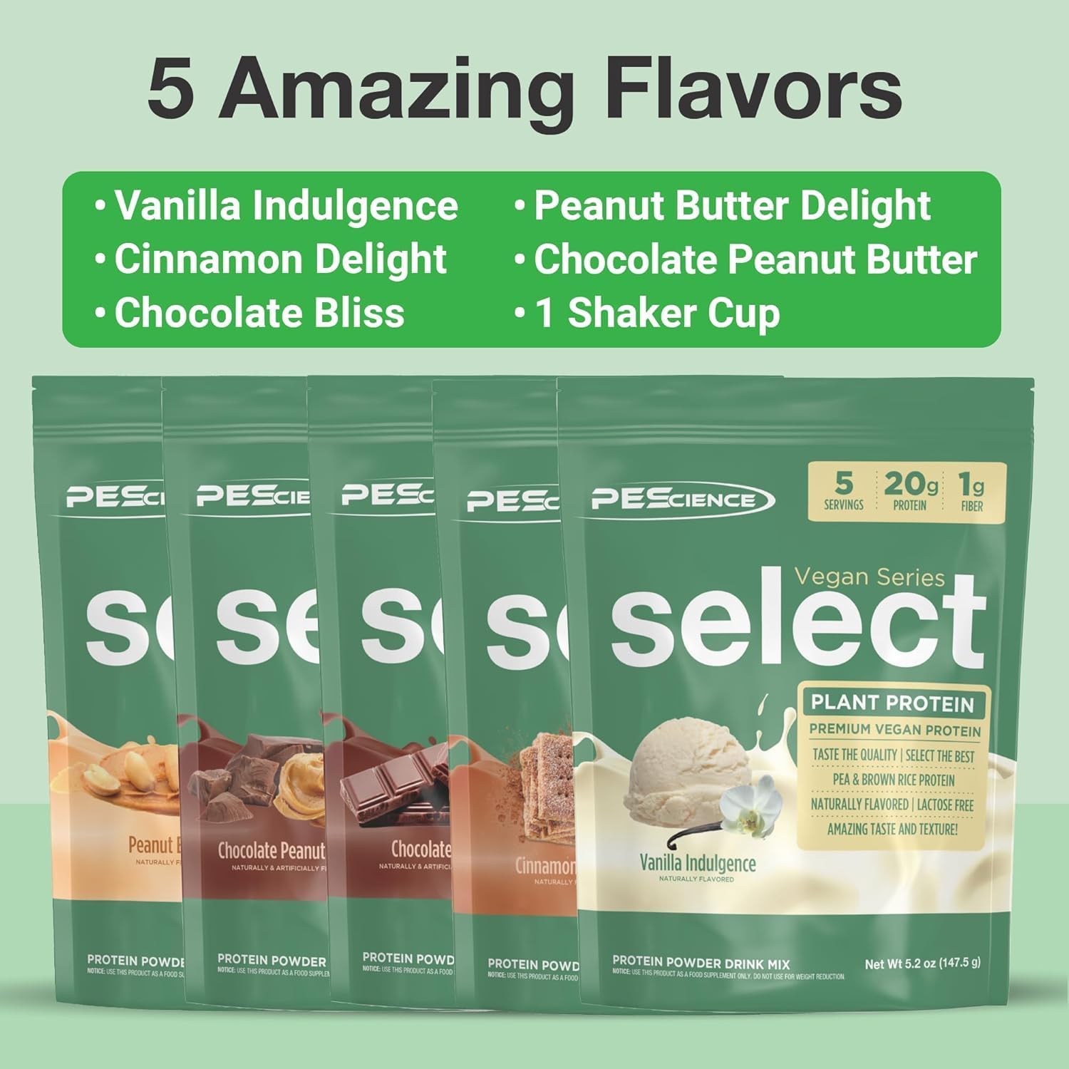 PEScience Select Vegan Protein Powder, Peanut Butter Delight, 27 Servings | Plant Based Protein Powder, Pea and Brown Rice Blend, Dairy Free, Lactose Free, Gluten Free