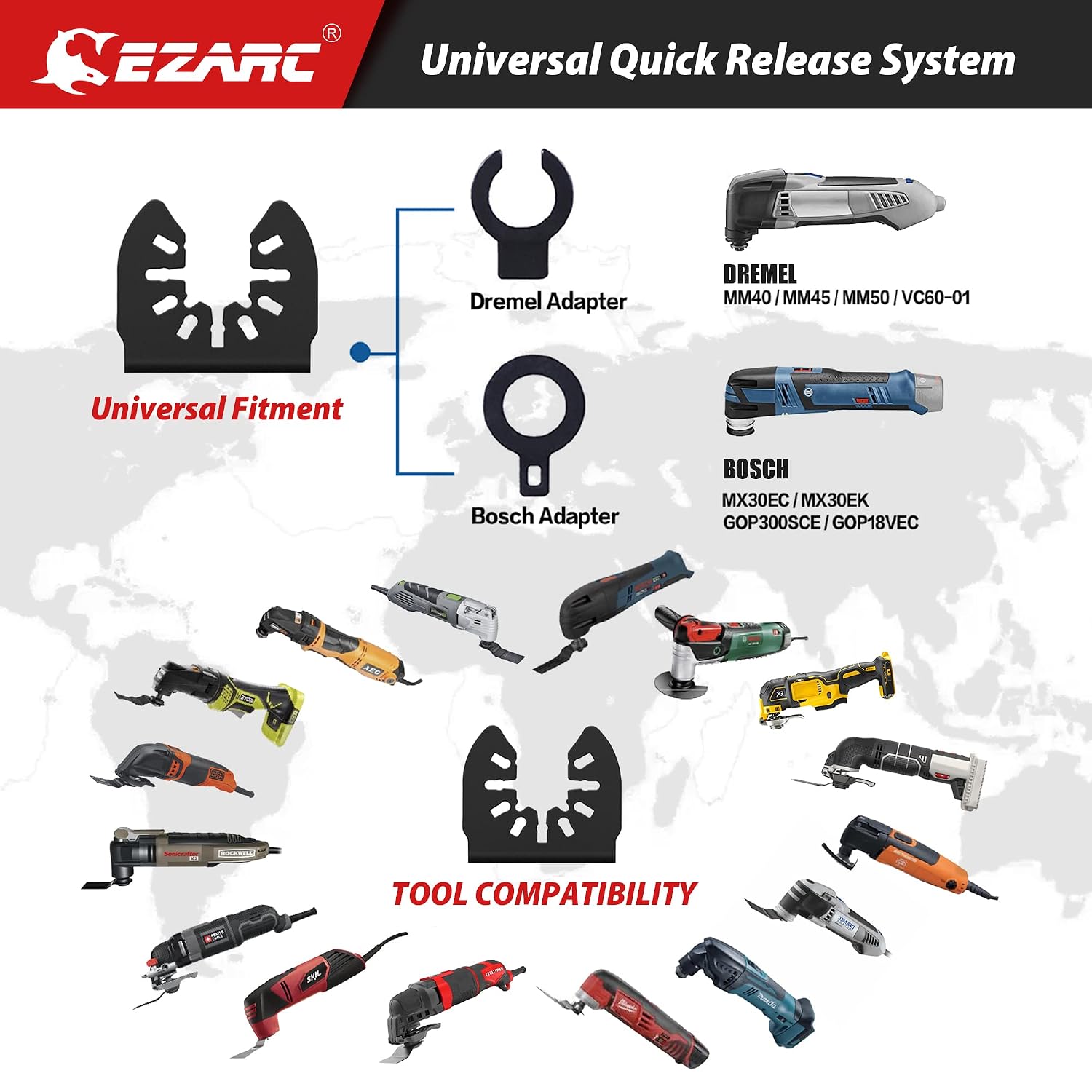 EZARC Titanium Oscillating Tool Blades, Oscillating Multitool Blades for Metal, Wood Nails, Screws Cutting, Plastic, 3 Pack