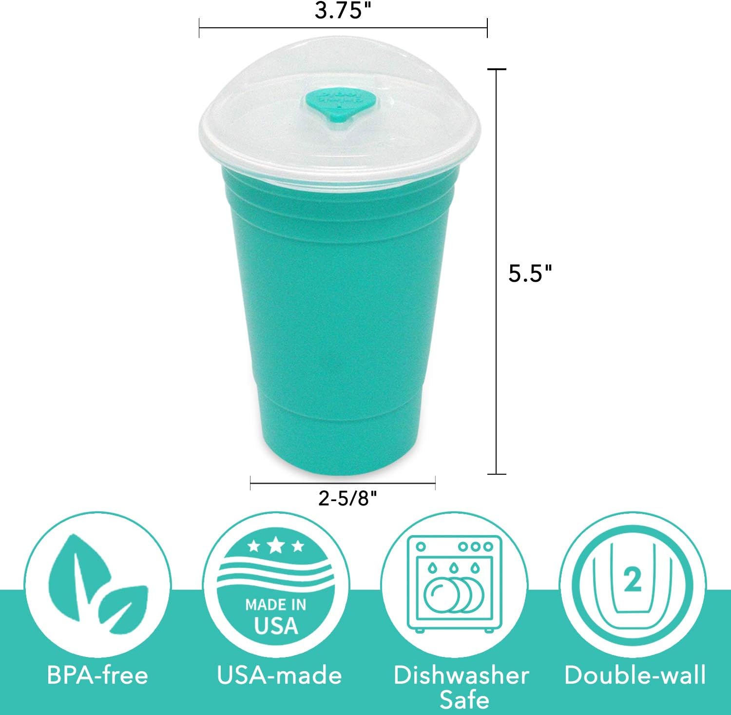 Rolling Sands Reusable BPA-Free 16 Ounce Blue Party Cups with Lids - 2 Pack, Made in USA