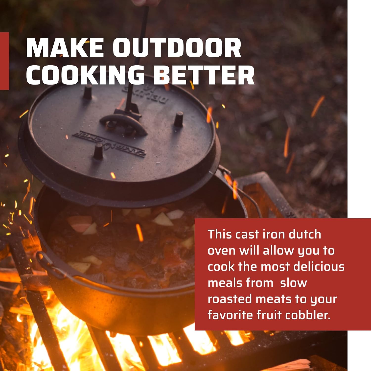 Camp Chef DO-12 Pre Seasoned Cast Iron Dutch Oven, Black